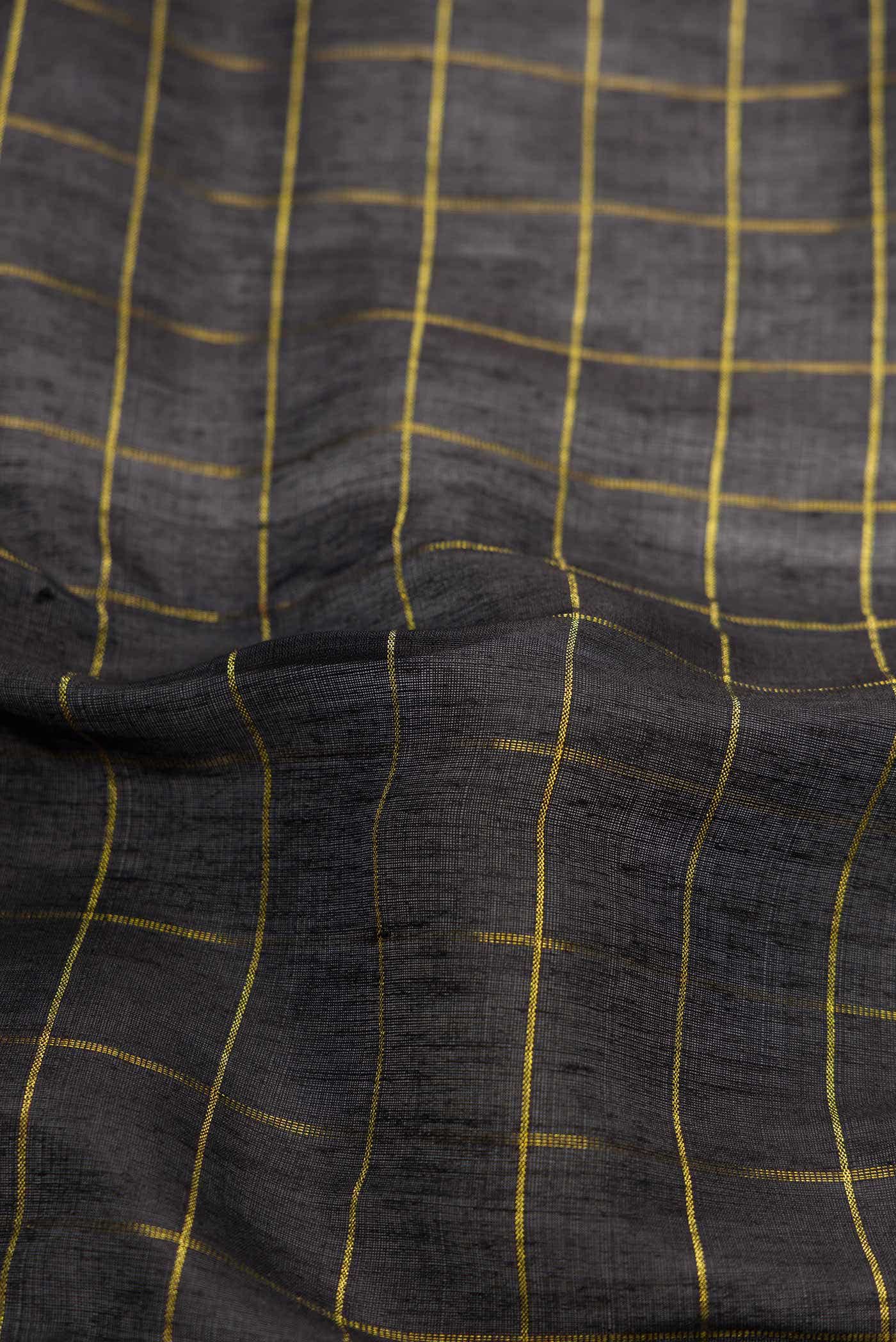 Black Linen Saree - Image 3