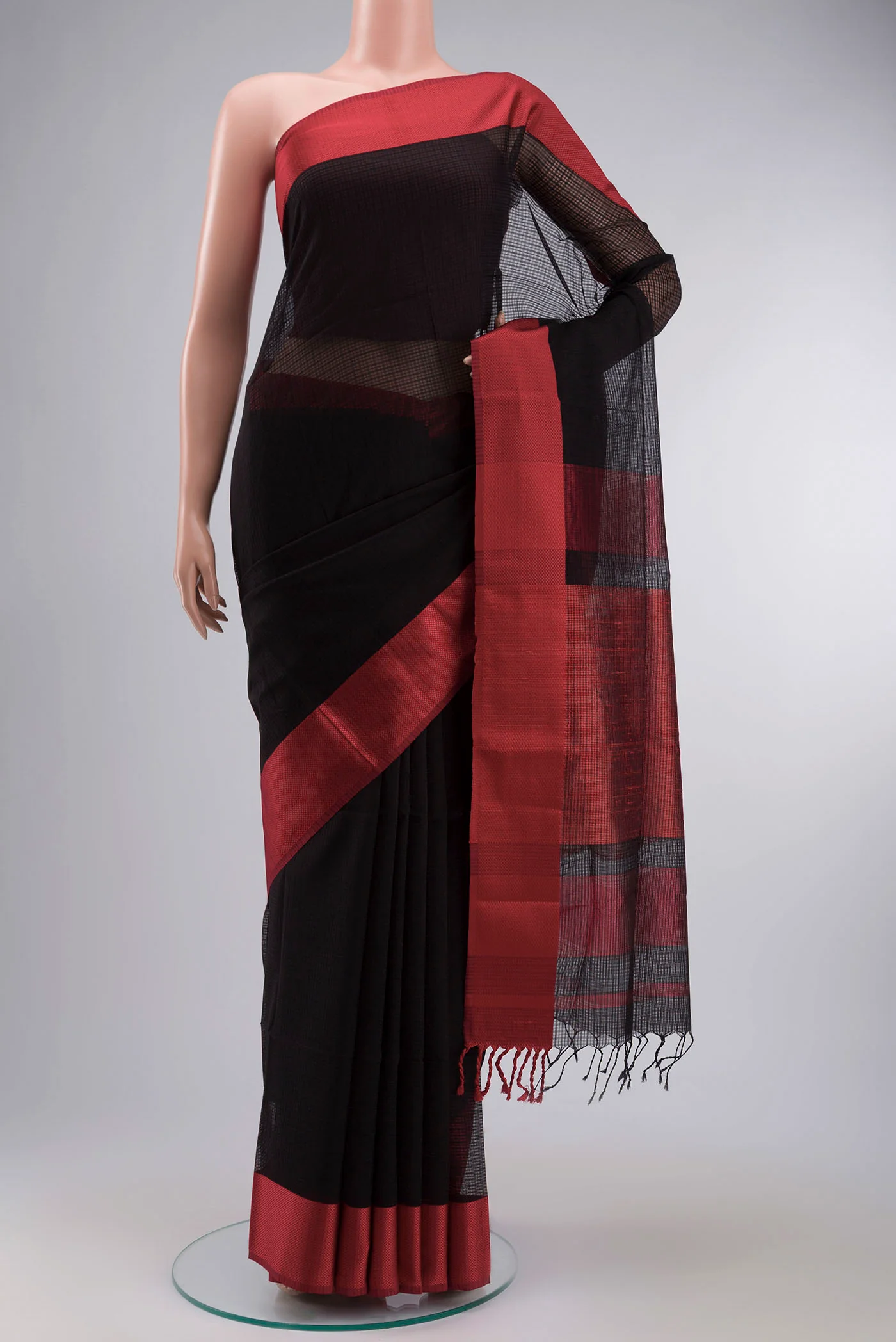 Black Maheshwari Silk Cotton Saree