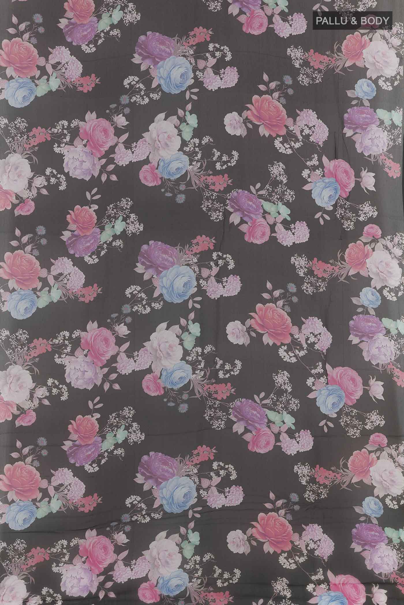 Black Mysore Chiffon Saree - Image 3