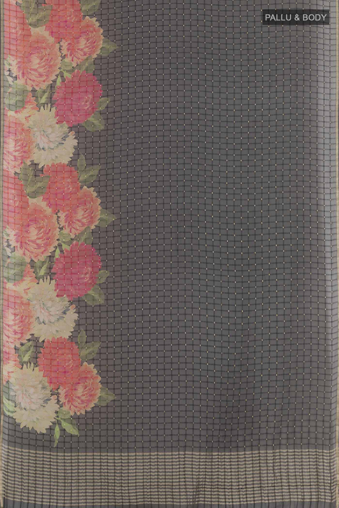 Black Mysore Chiffon Saree - Image 3