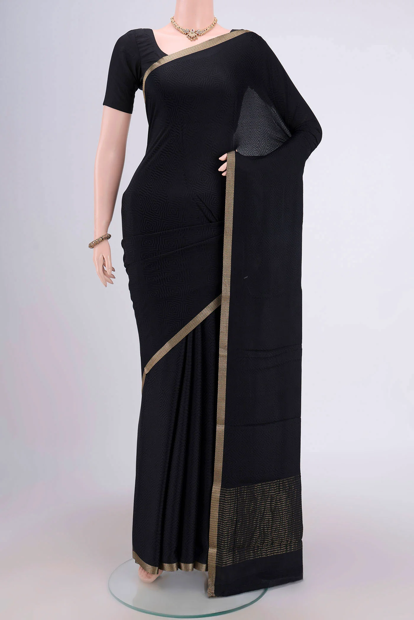 Black Mysore Crepe Saree