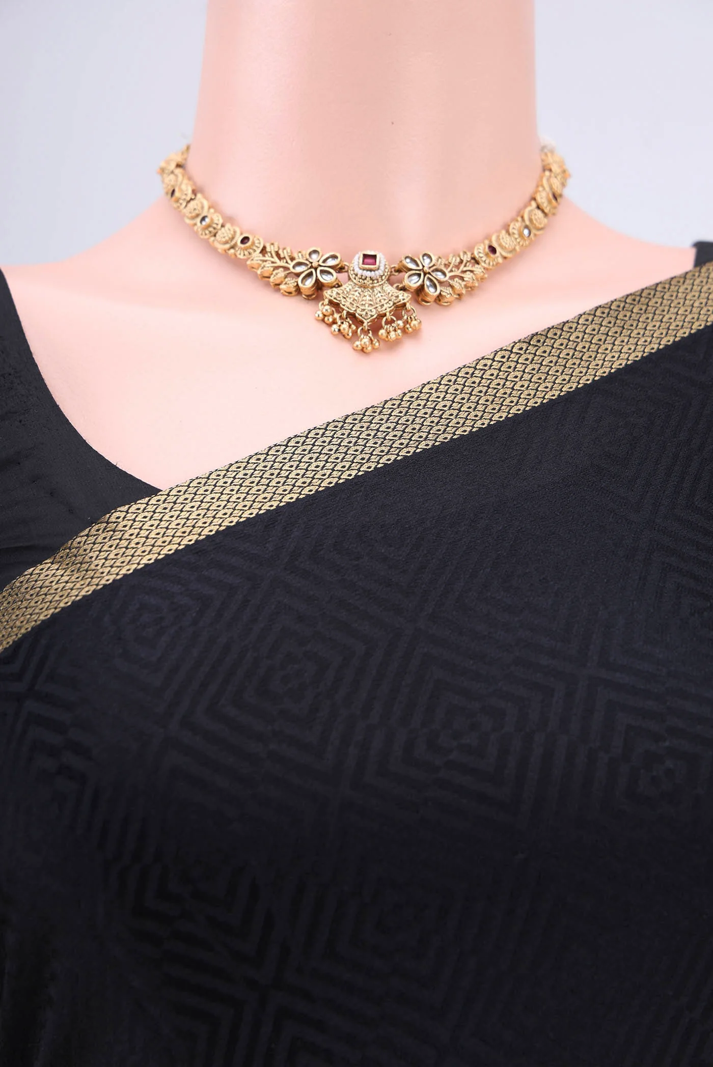 Black Mysore Crepe Saree - Image 2