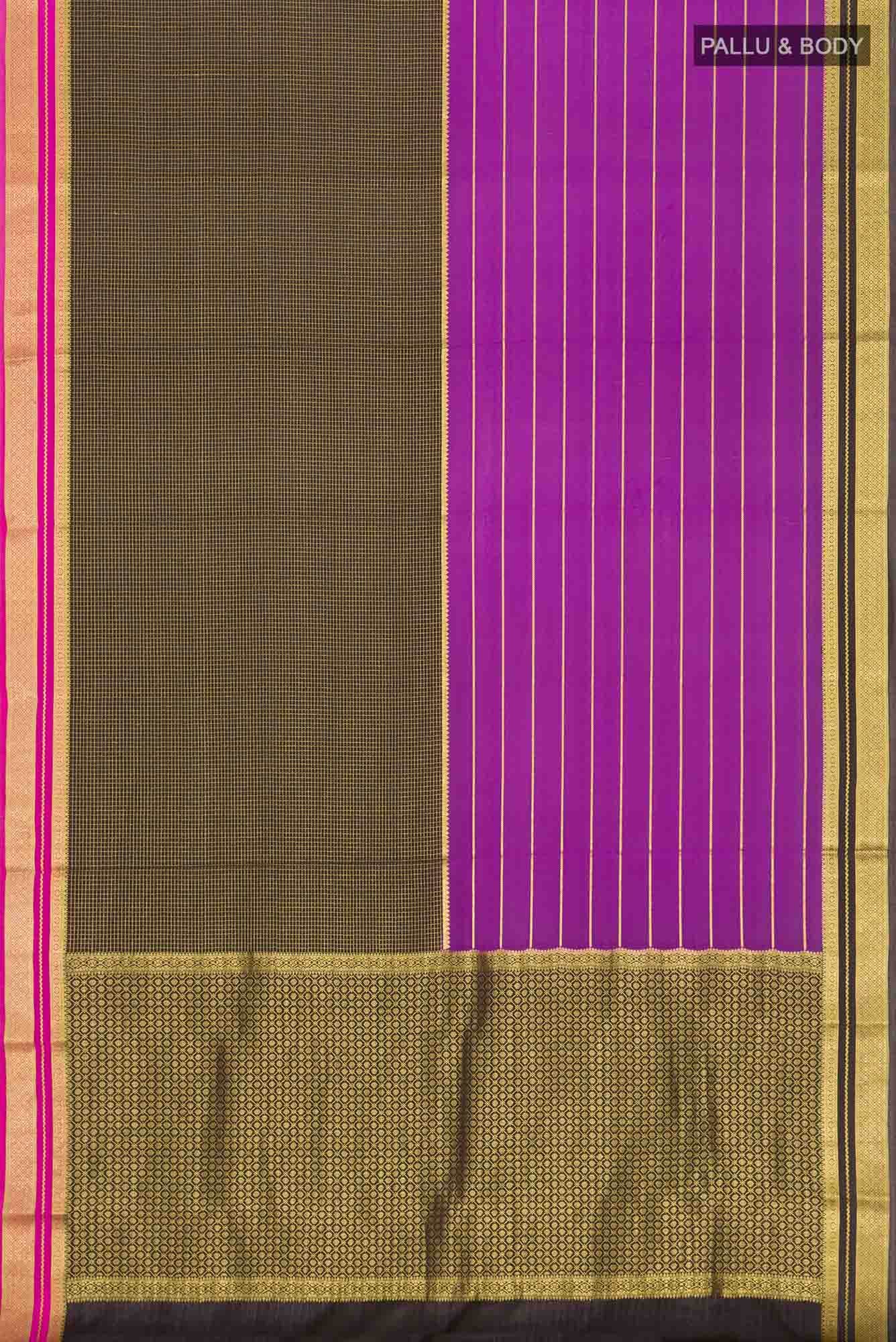 Black Mysore Crepe Saree - Image 3