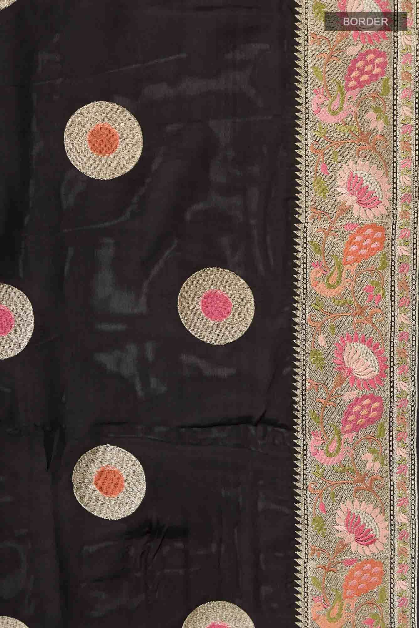 Black Mysore Crepe Saree - Image 4