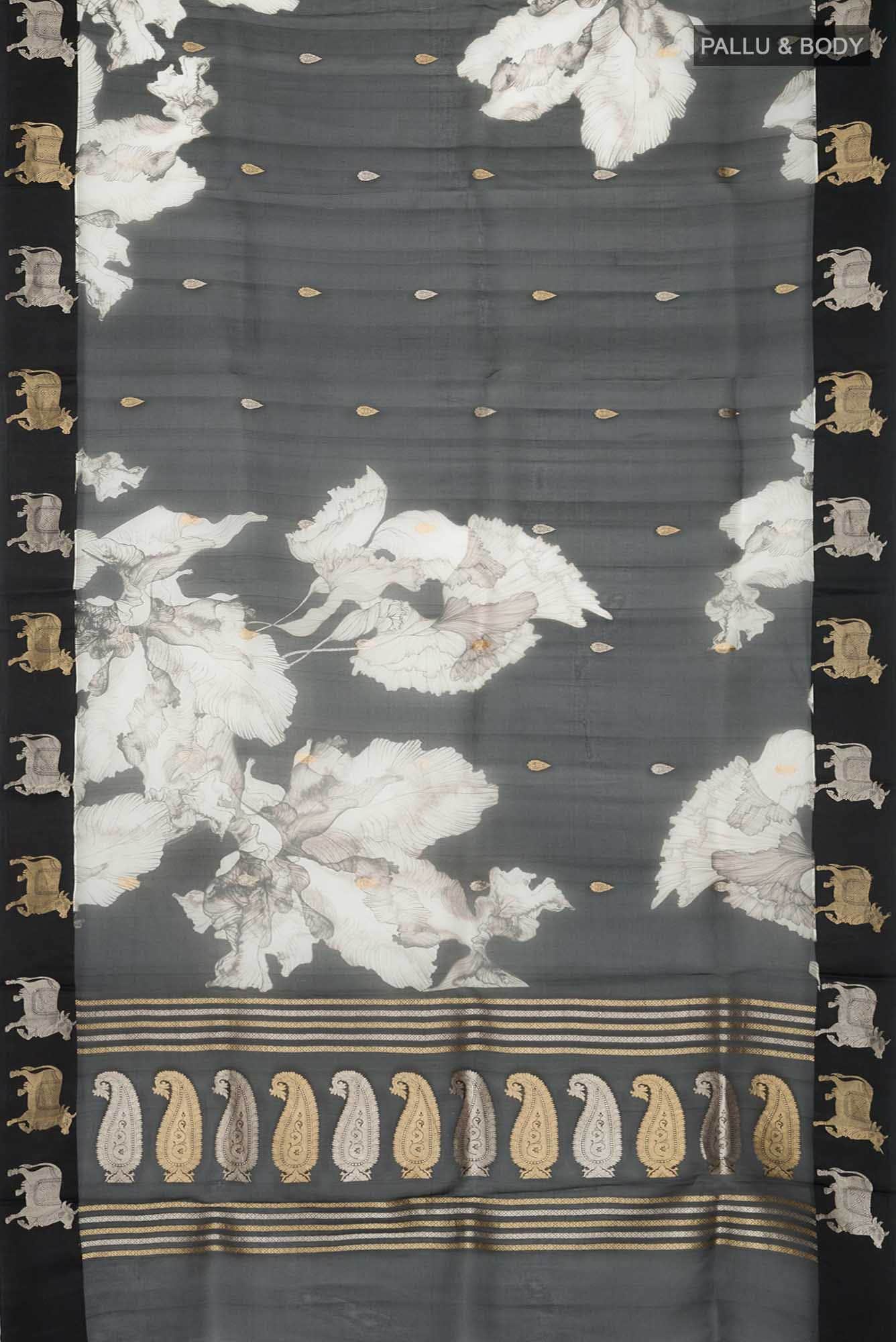Black Organza Silk Saree - Image 4