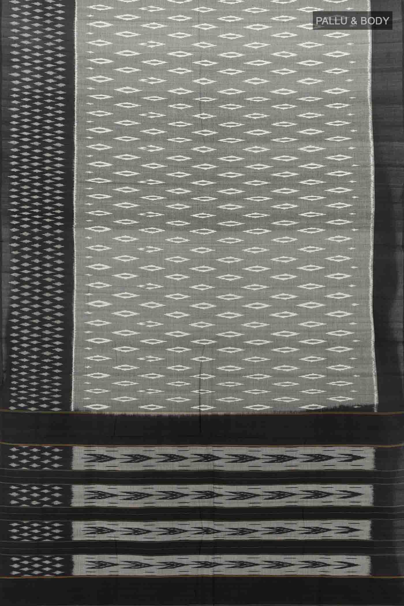 Grey Pochampally Cotton Saree - Image 4