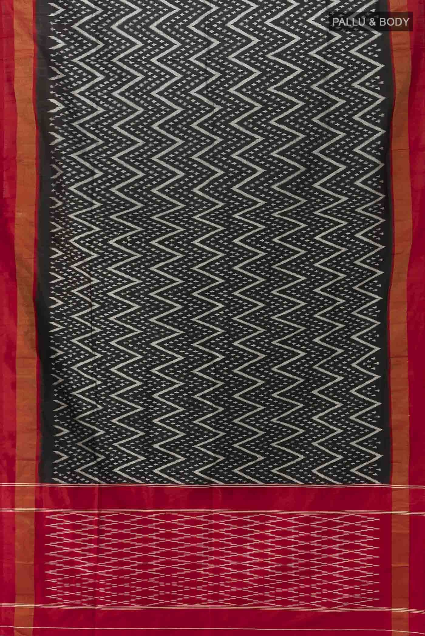 Black Pochampally Silk Saree - Image 5