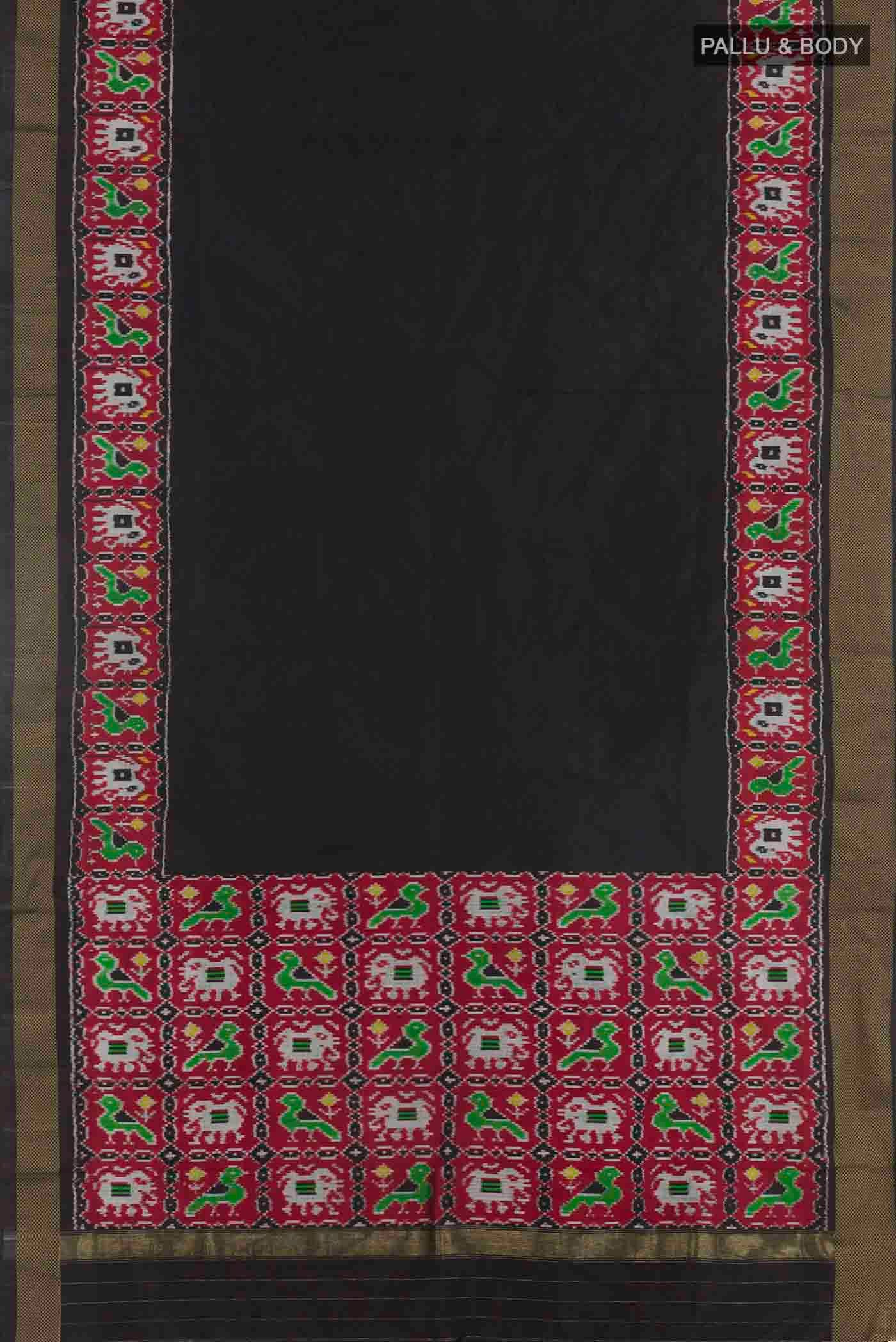Black Pochampally Silk Saree - Image 3