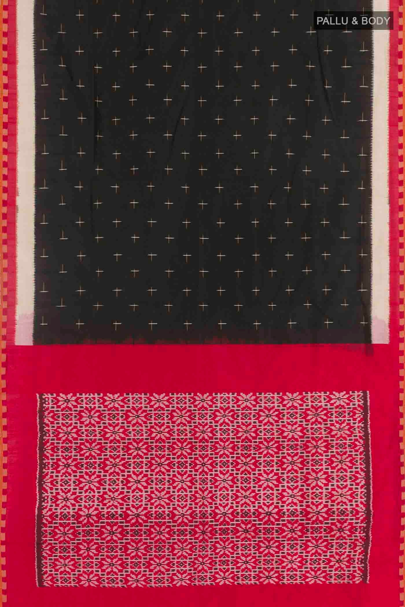 Black Pochampally Silk Saree - Image 3
