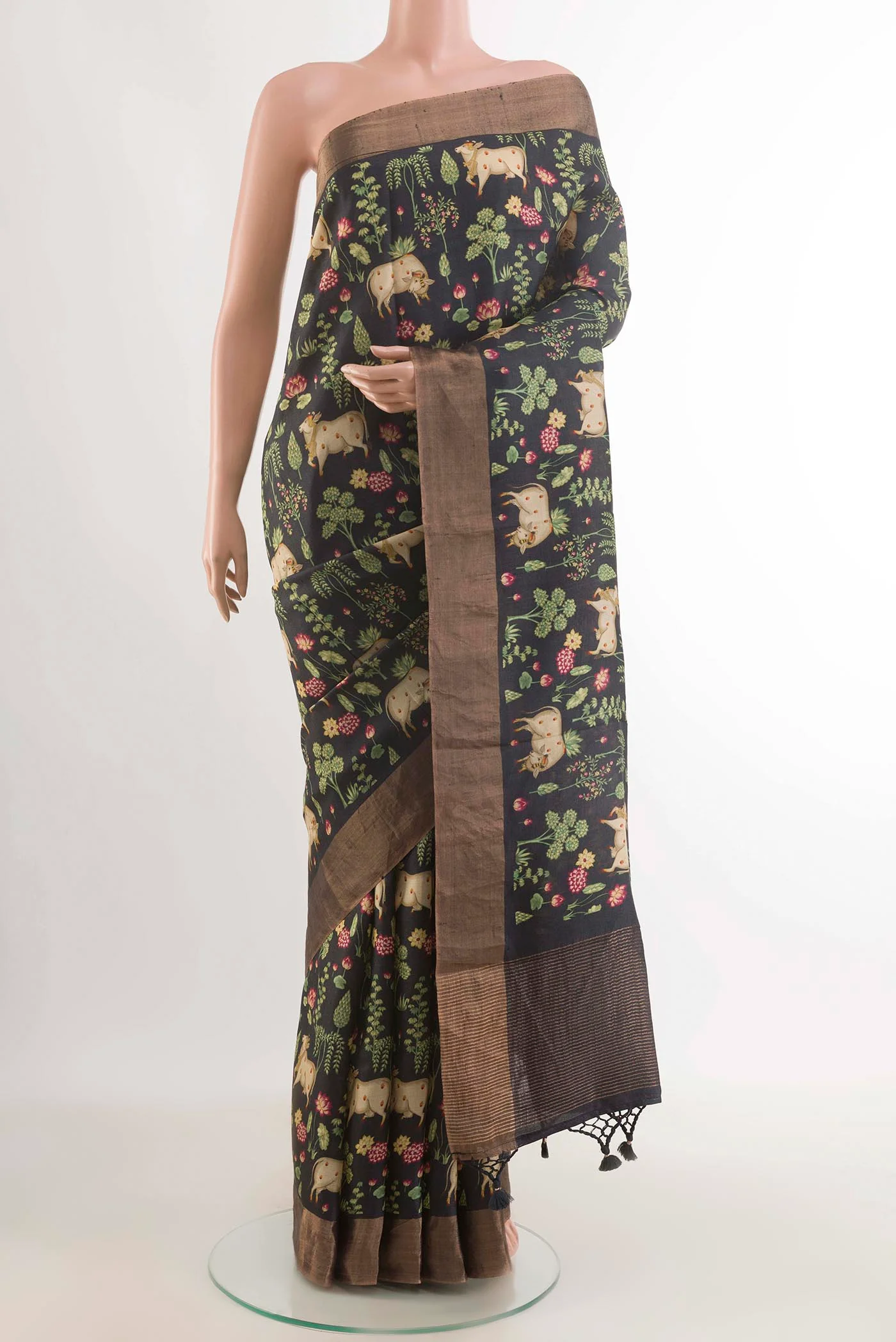 Black Tussar Saree