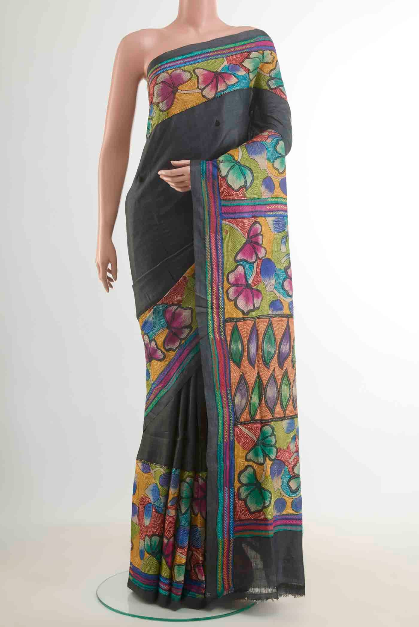 Black Tussar Saree