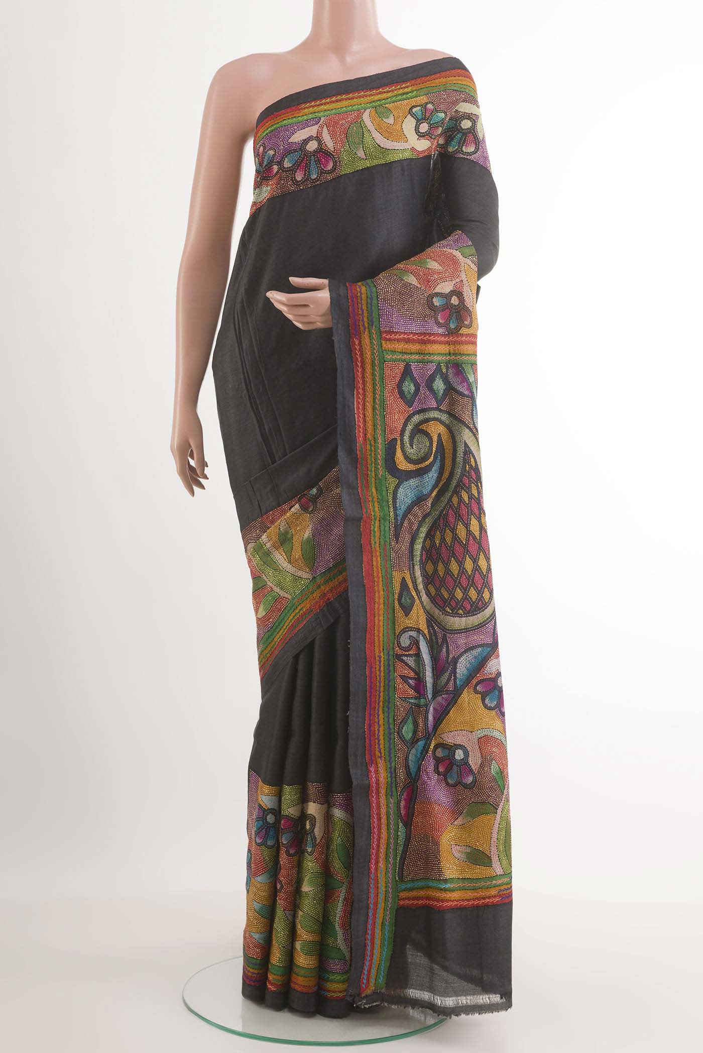 Black Tussar Silk Saree