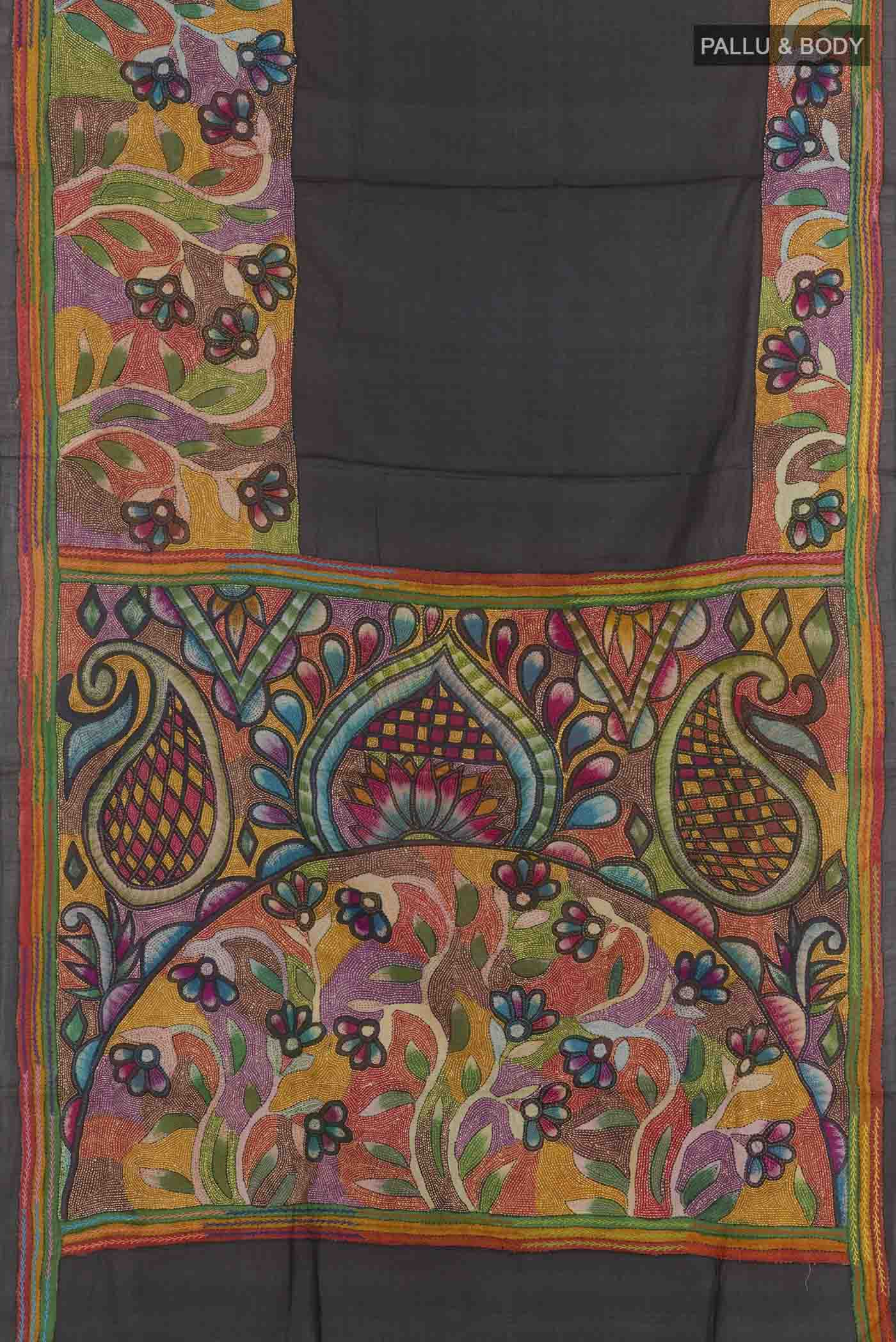 Black Tussar Silk Saree - Image 3