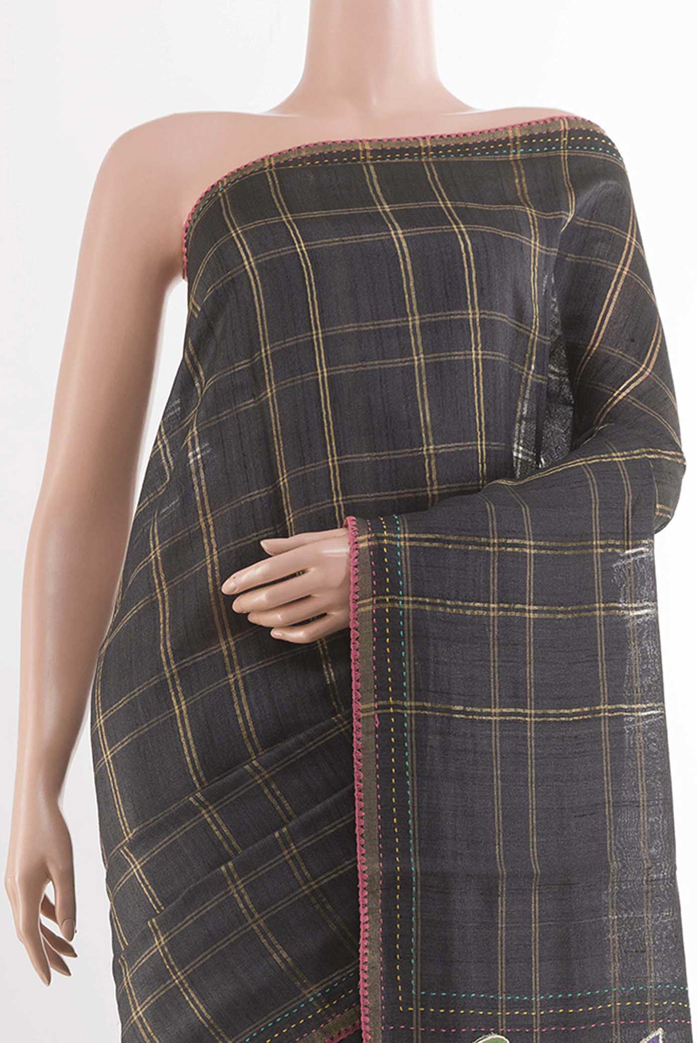 Black Tussar Saree - Image 2
