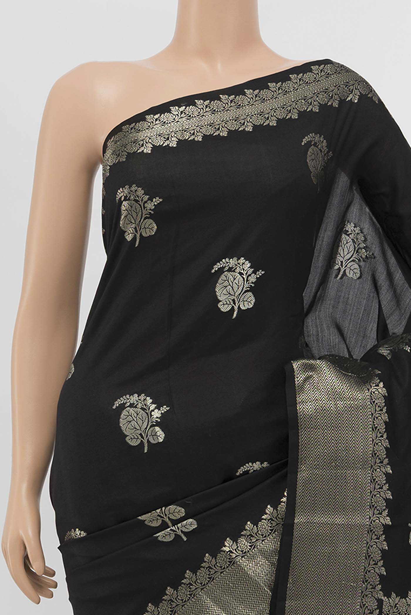 Black Tussar Silk Saree - Image 2