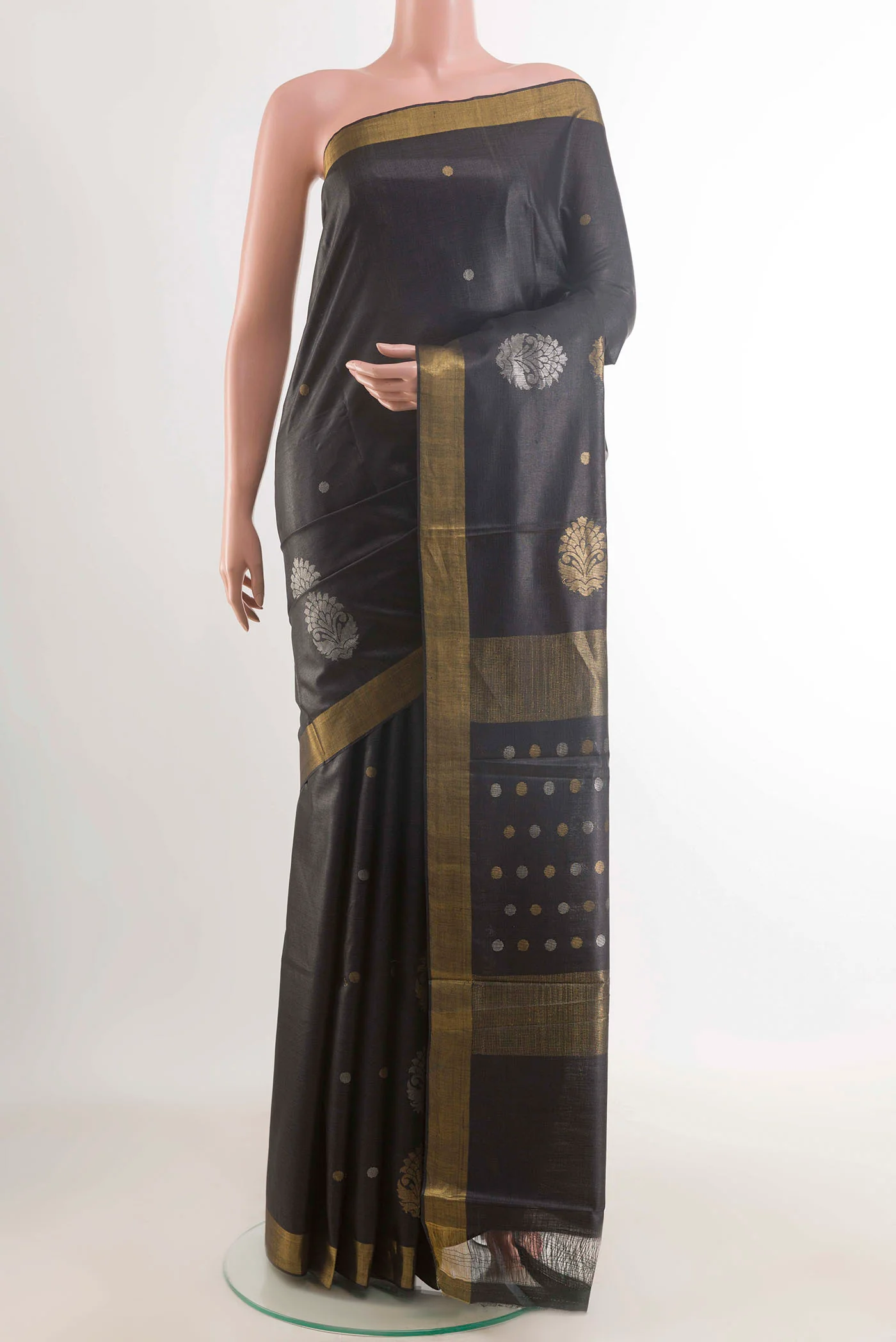 Black Tussar Silk Saree