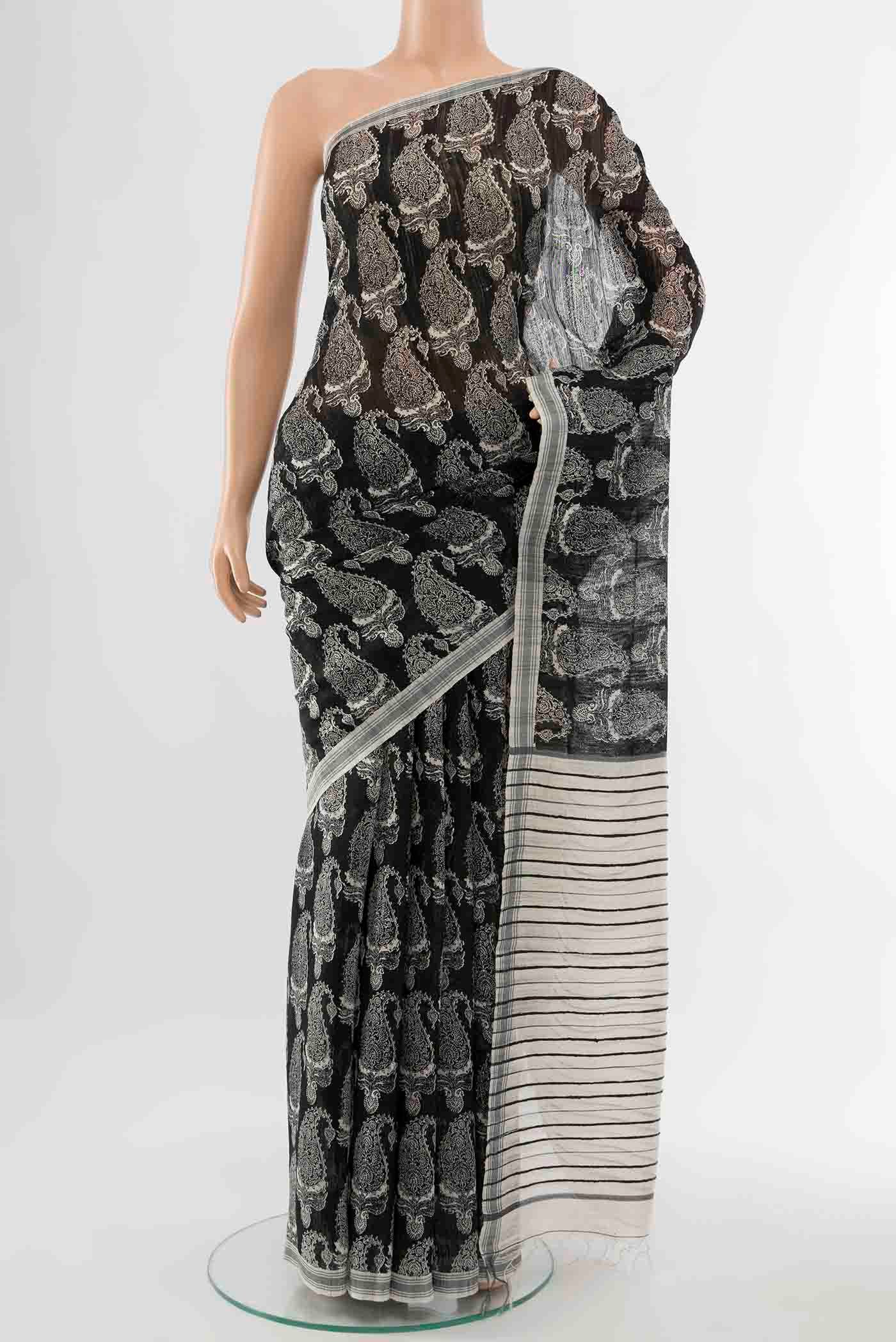 Black Tussar Silk Saree