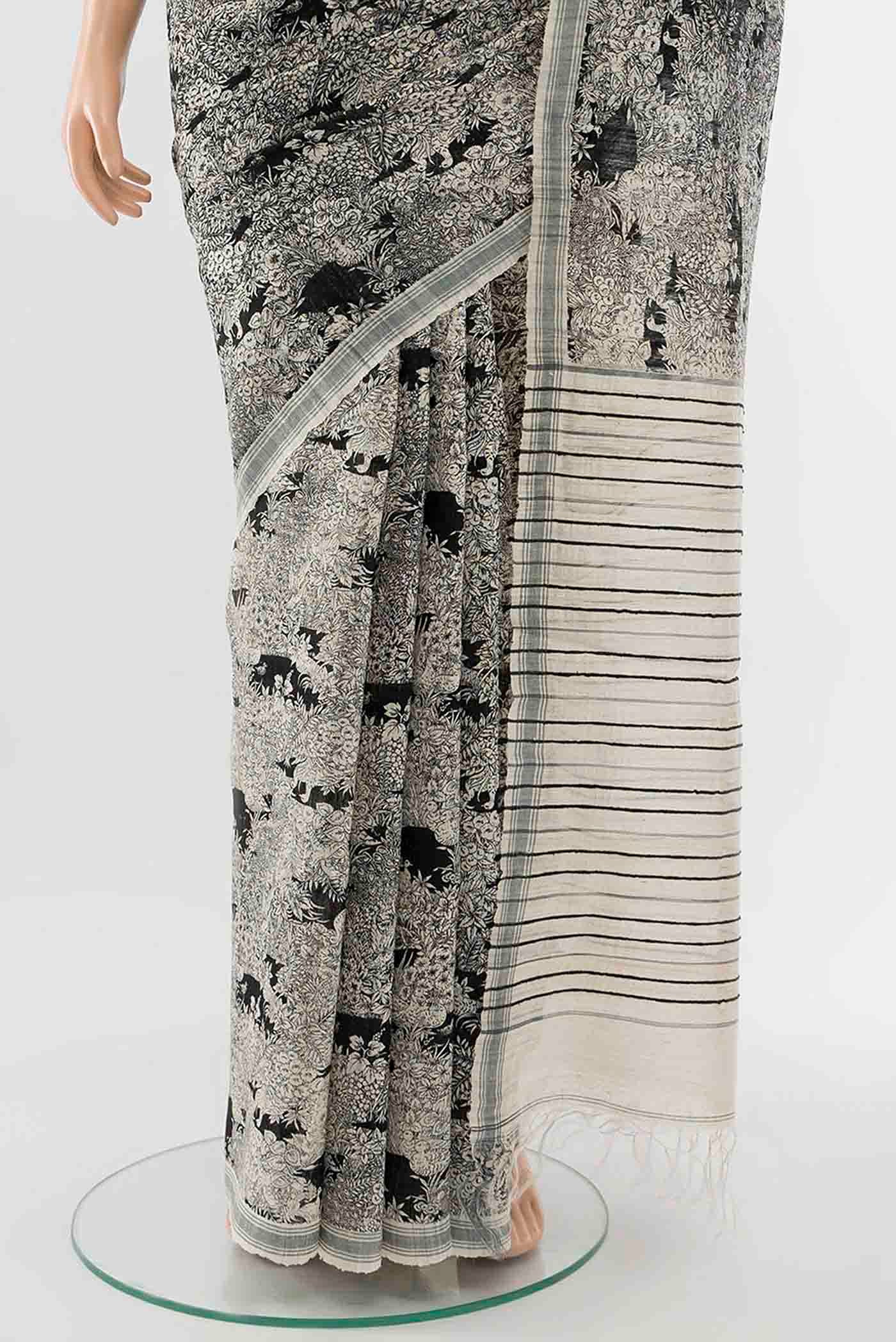 Black Tussar Silk Saree - Image 3