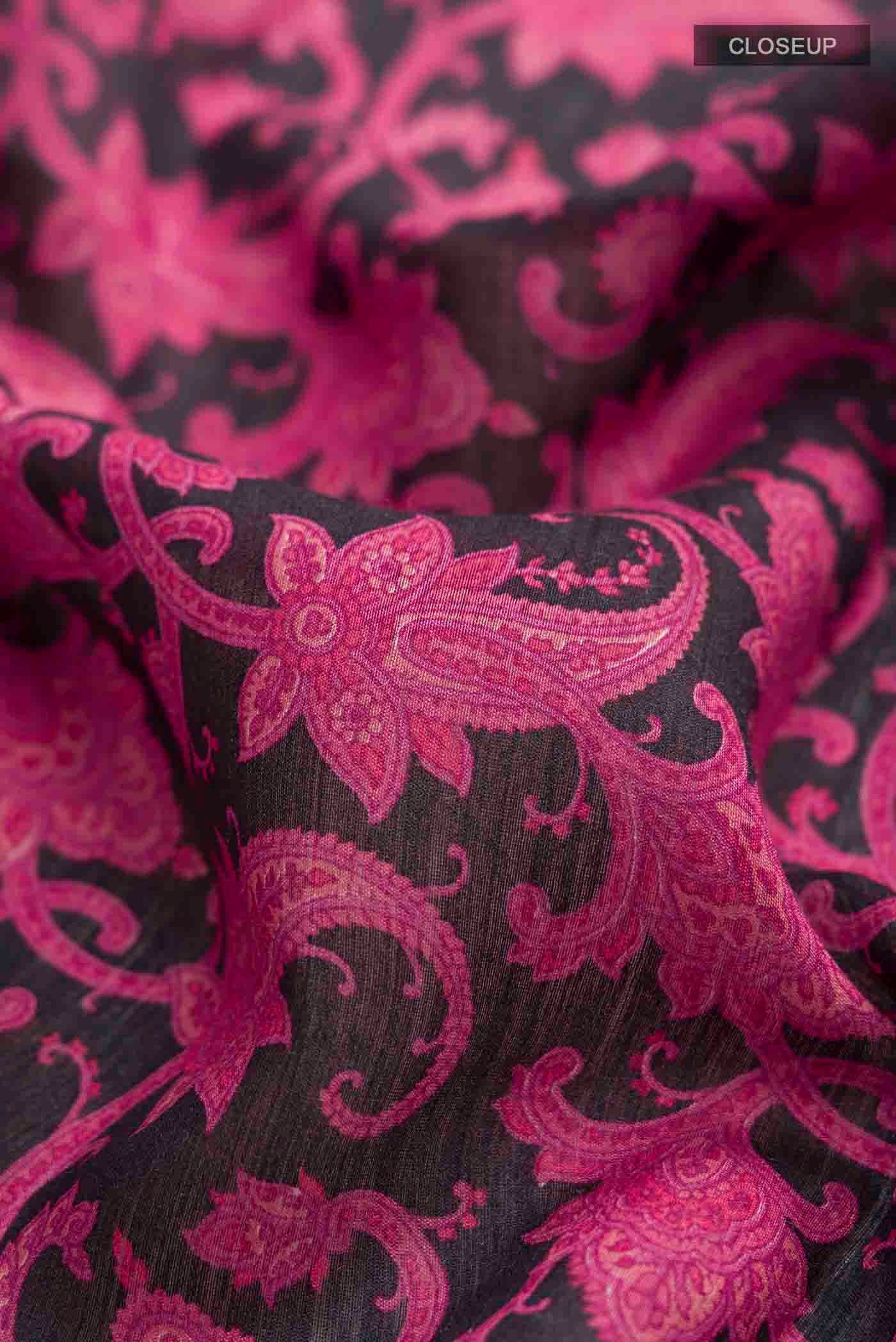 Black Tussar Silk Saree - Image 2