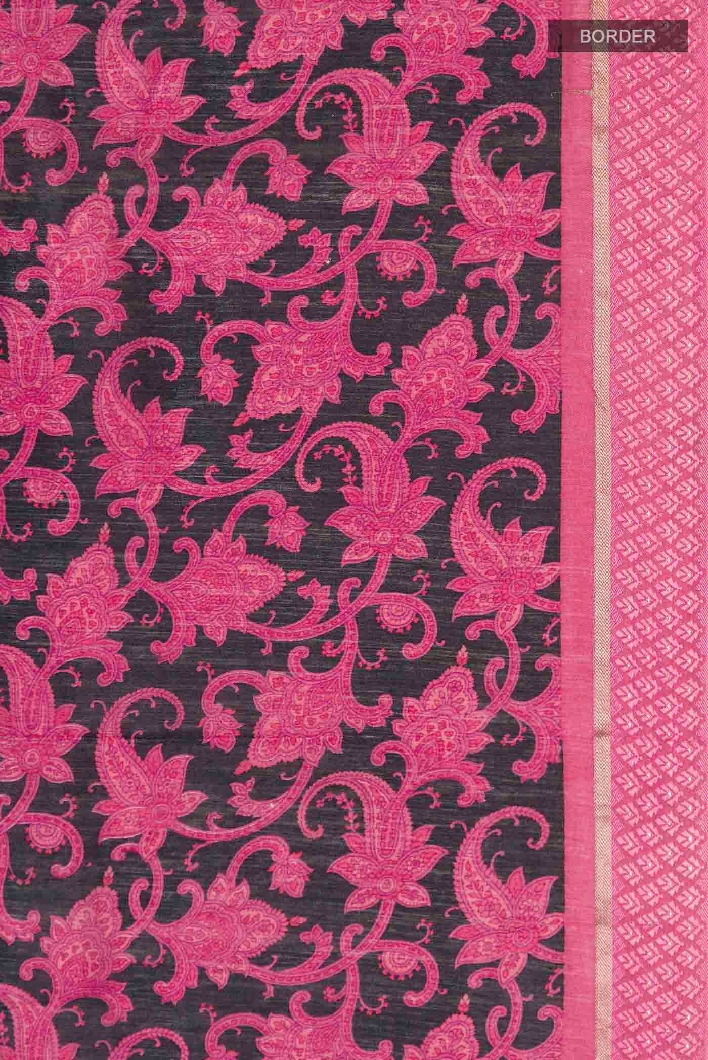 Black Tussar Silk Saree - Image 3