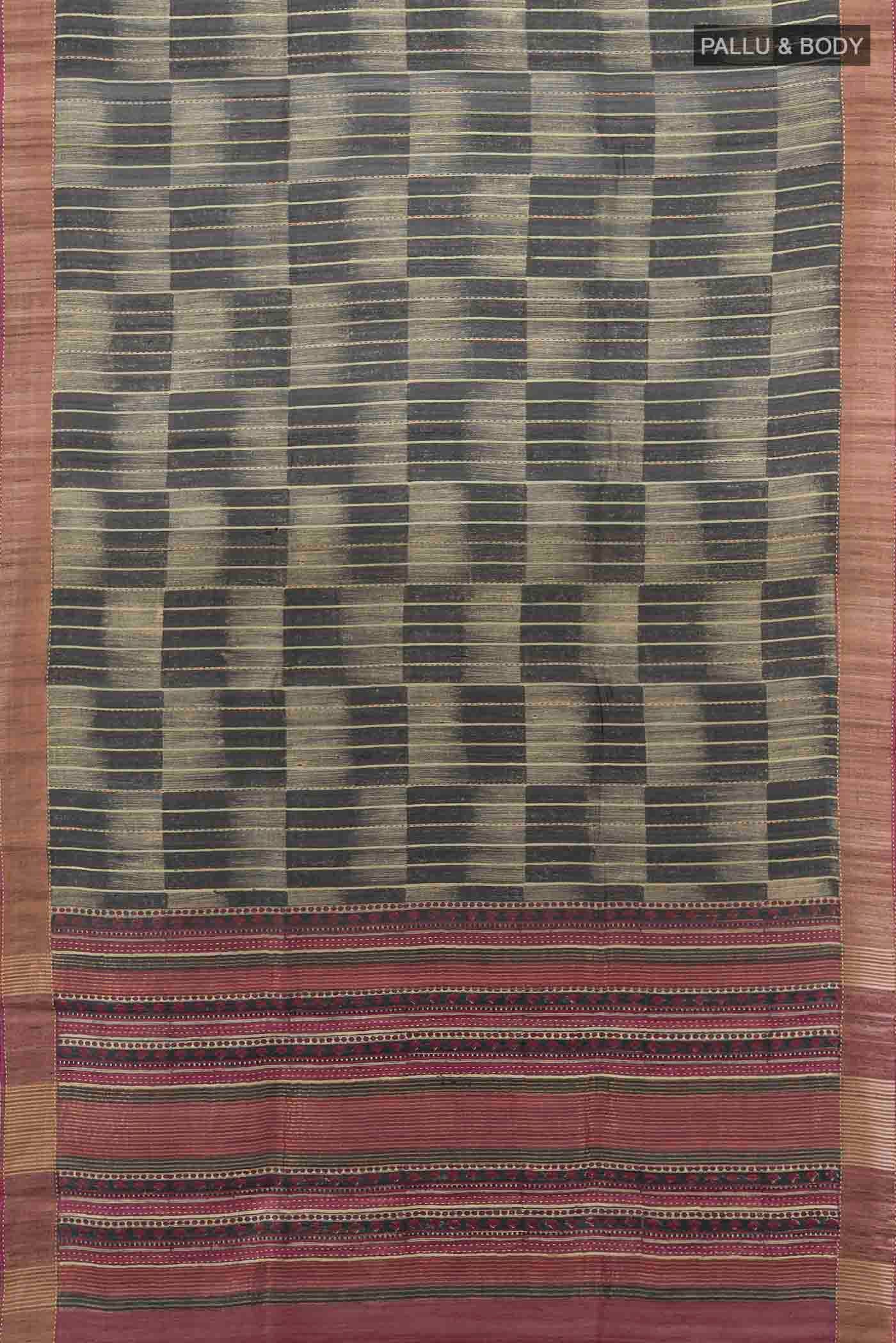 Black Tussar Silk Saree - Image 5