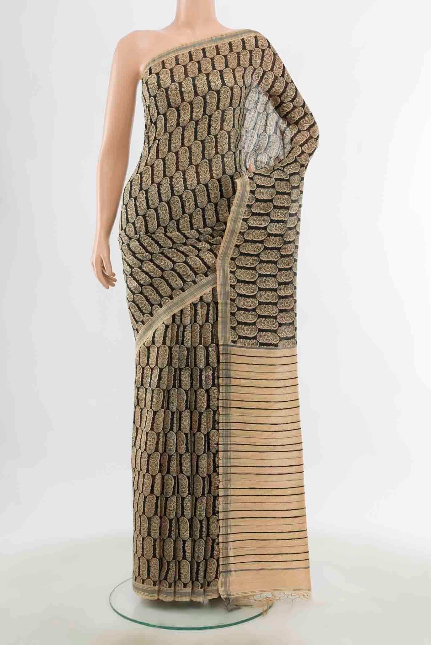 Black Tussar Silk Saree