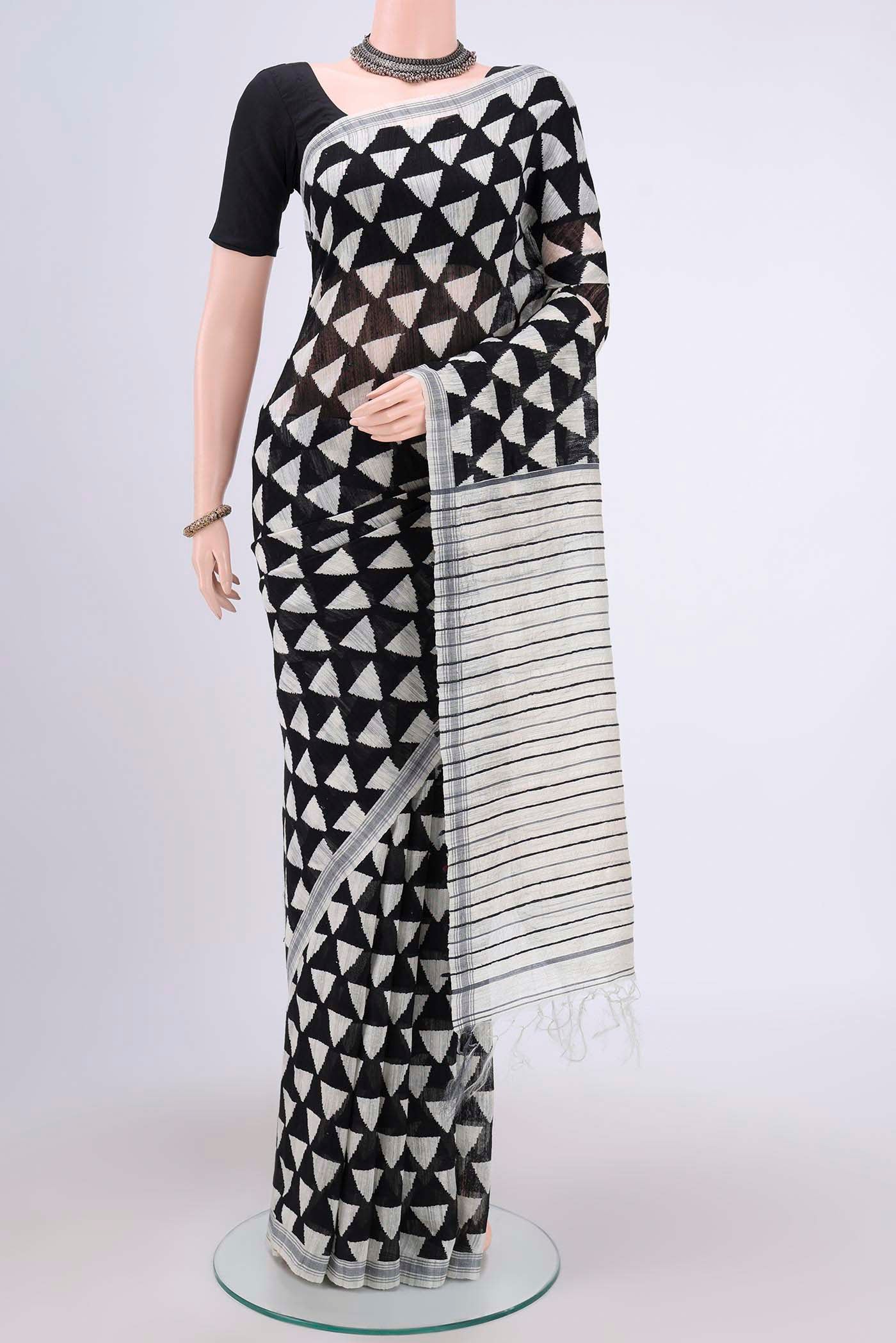 Black Tussar Silk Saree