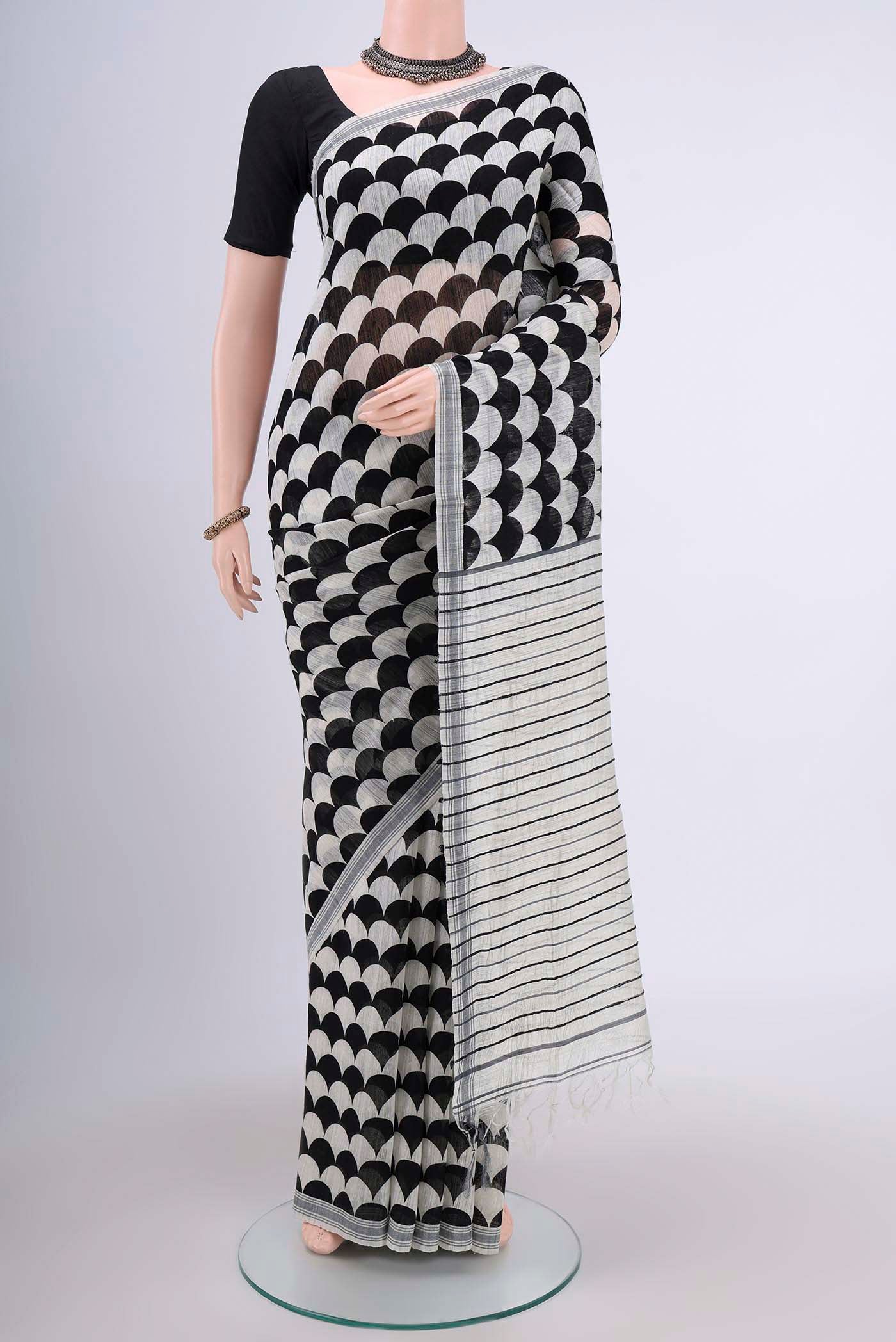 Black Tussar Silk Saree