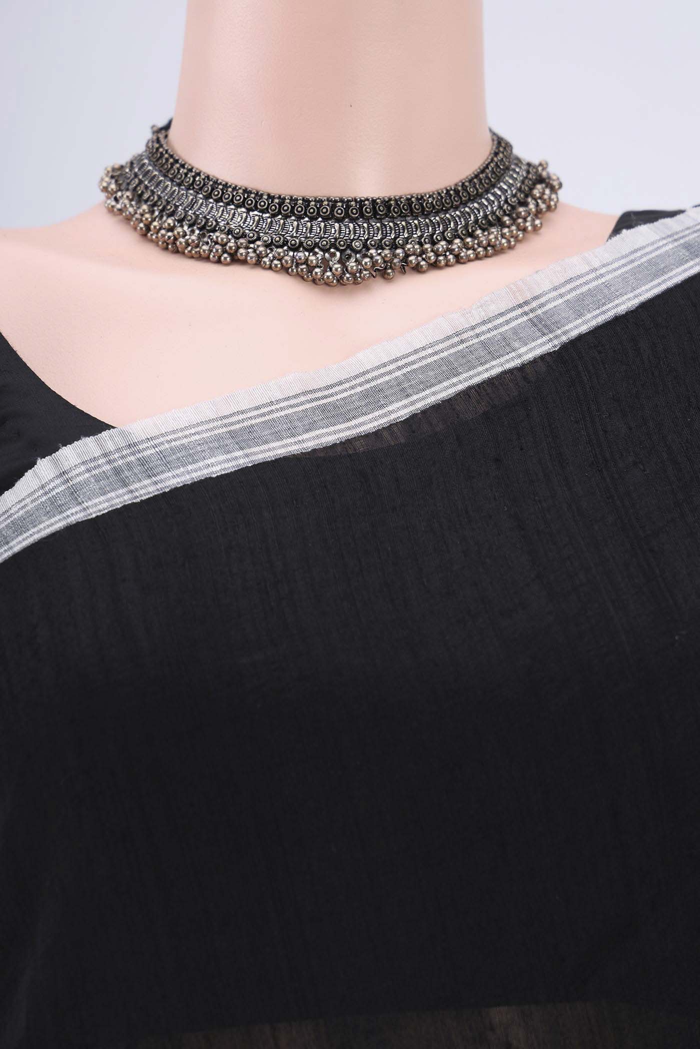 Black Tussar Silk Saree - Image 2