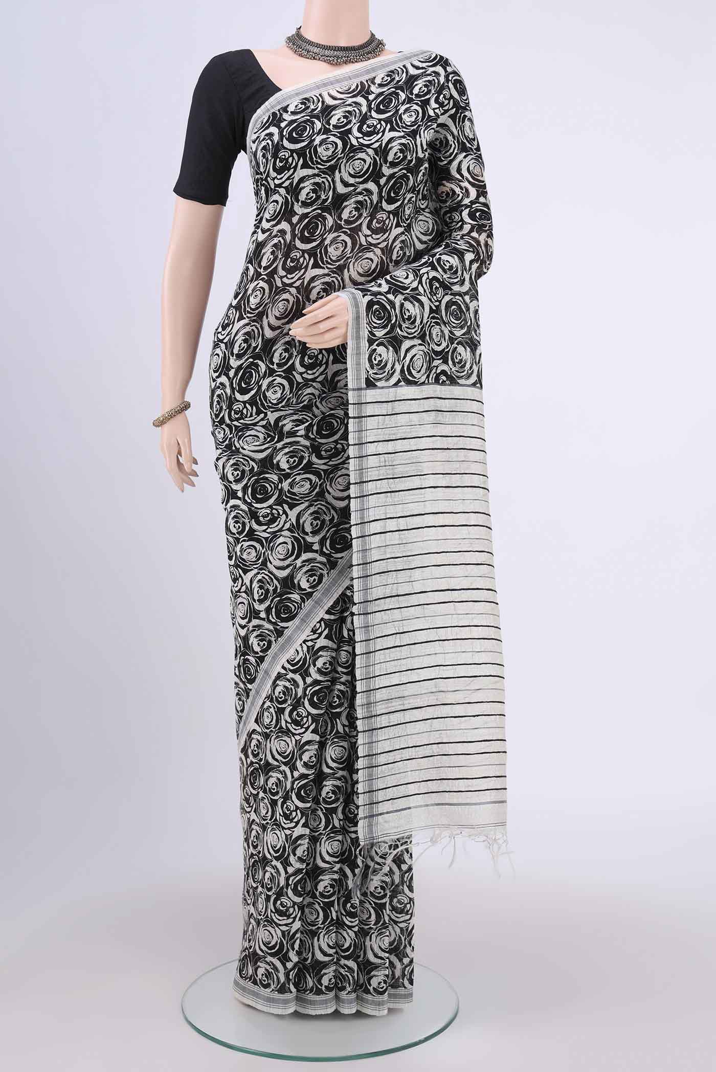 Black Tussar Silk Saree