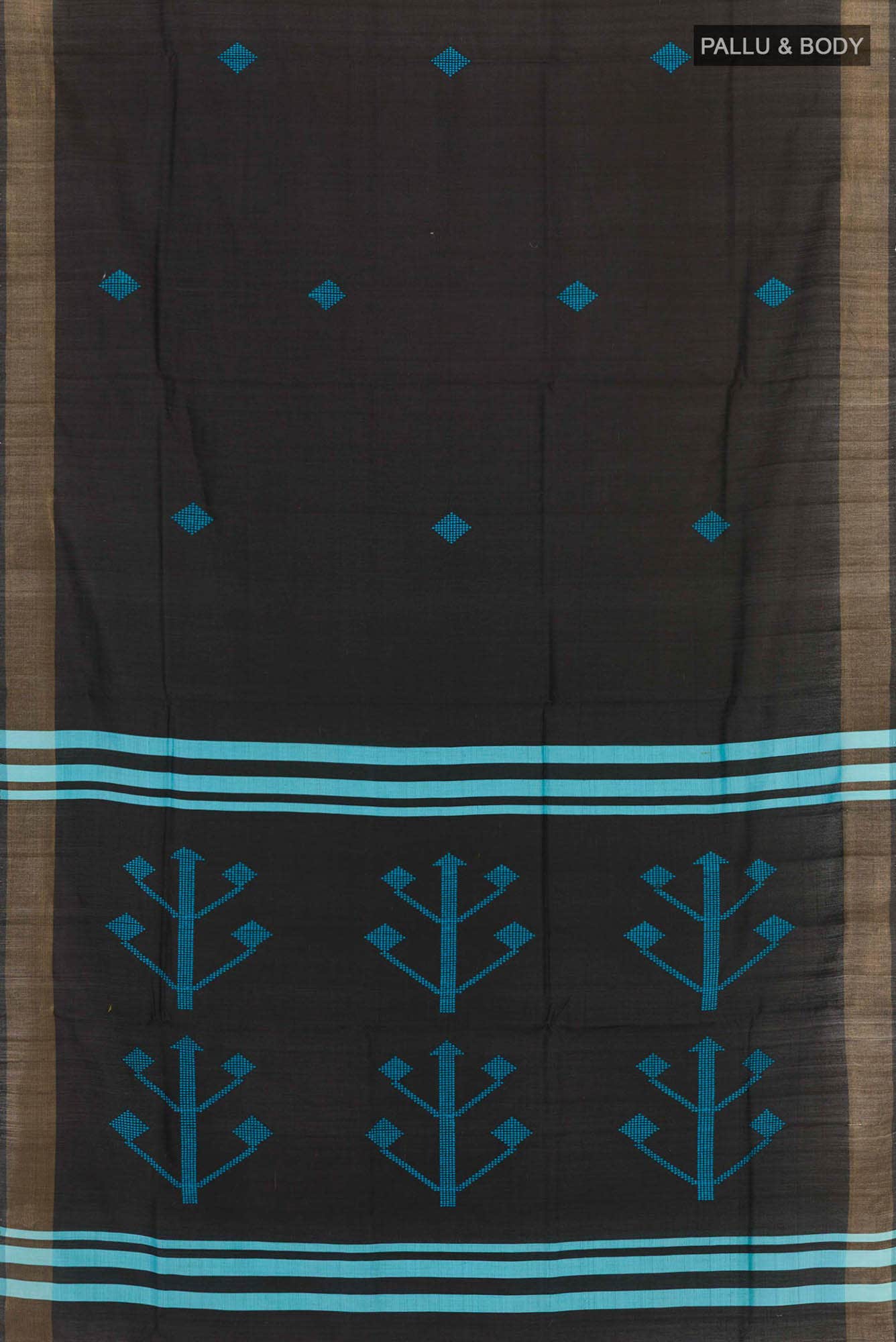 Black Tussar Silk Saree - Image 2