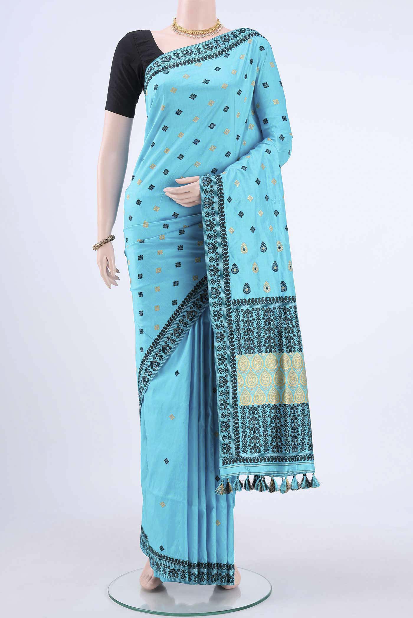 Blue Assam Silk Saree