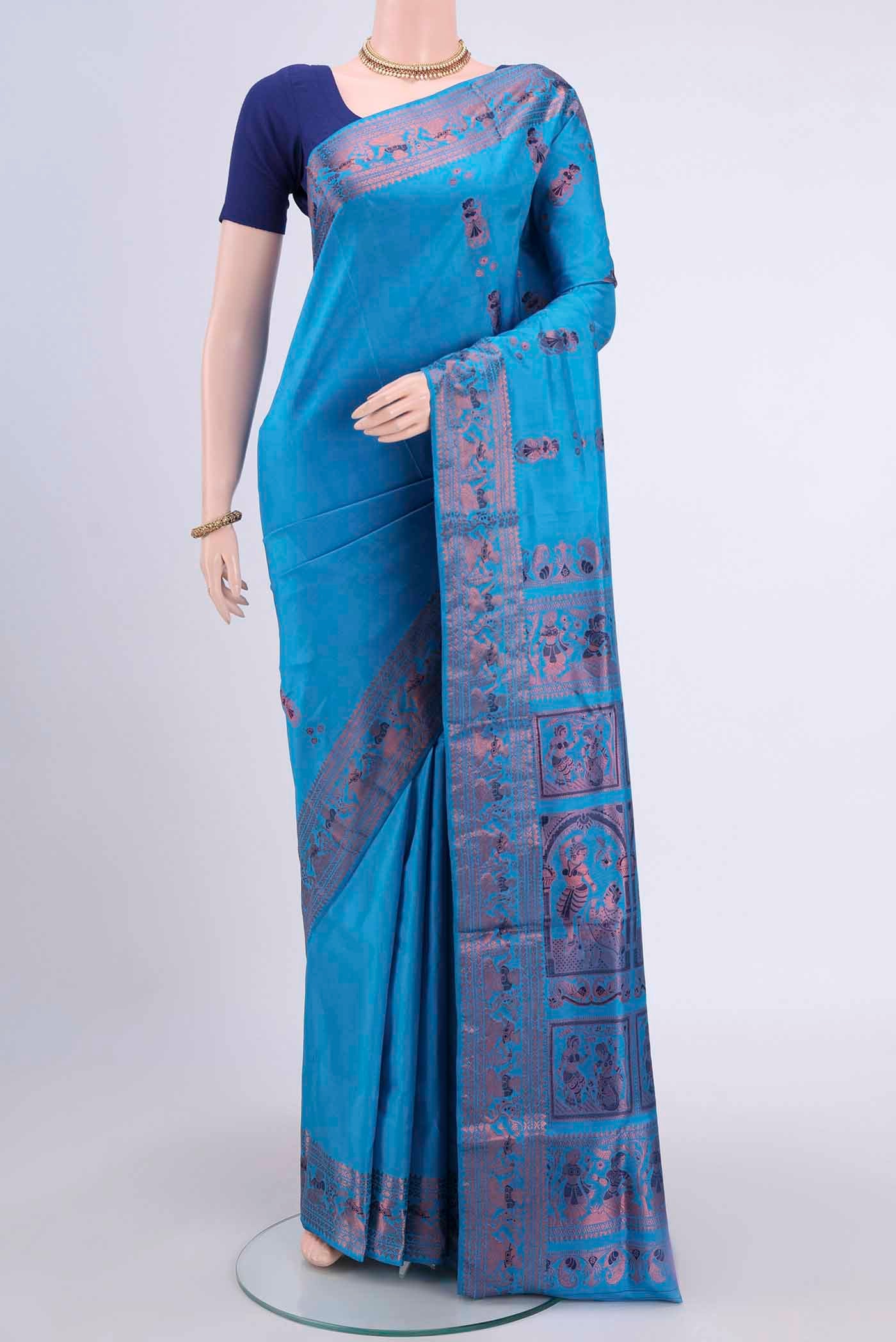 Blue Baluchari Silk Saree