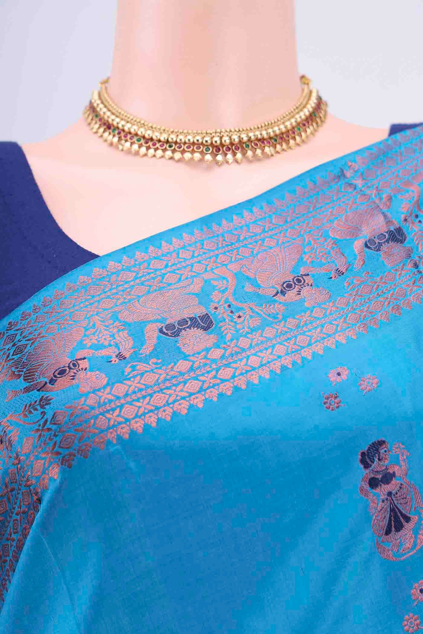 Blue Baluchari Silk Saree - Image 2