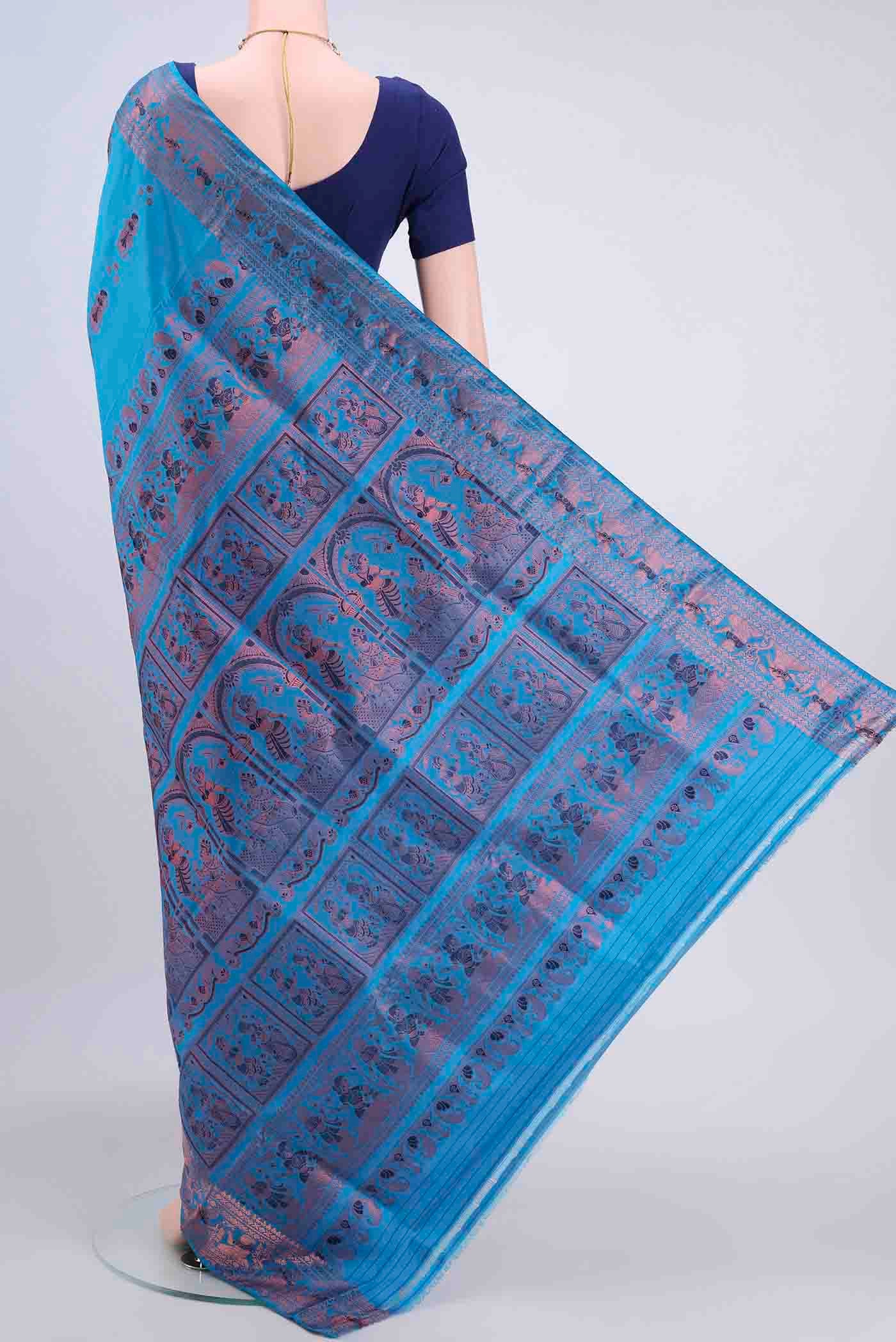 Blue Baluchari Silk Saree - Image 3