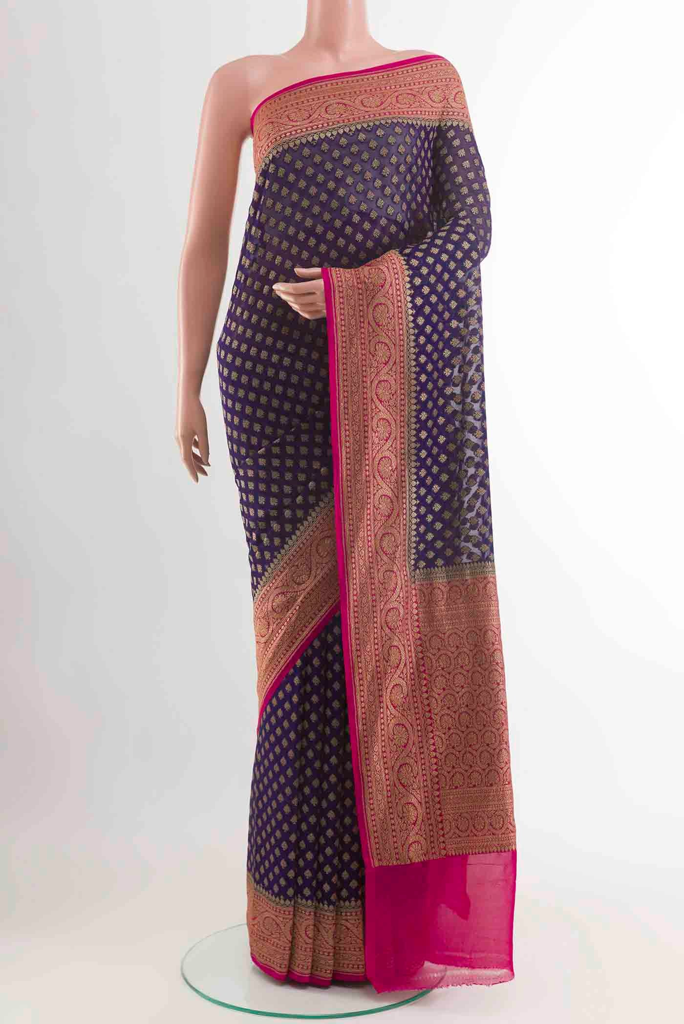 Blue Banarasi Georgette Saree