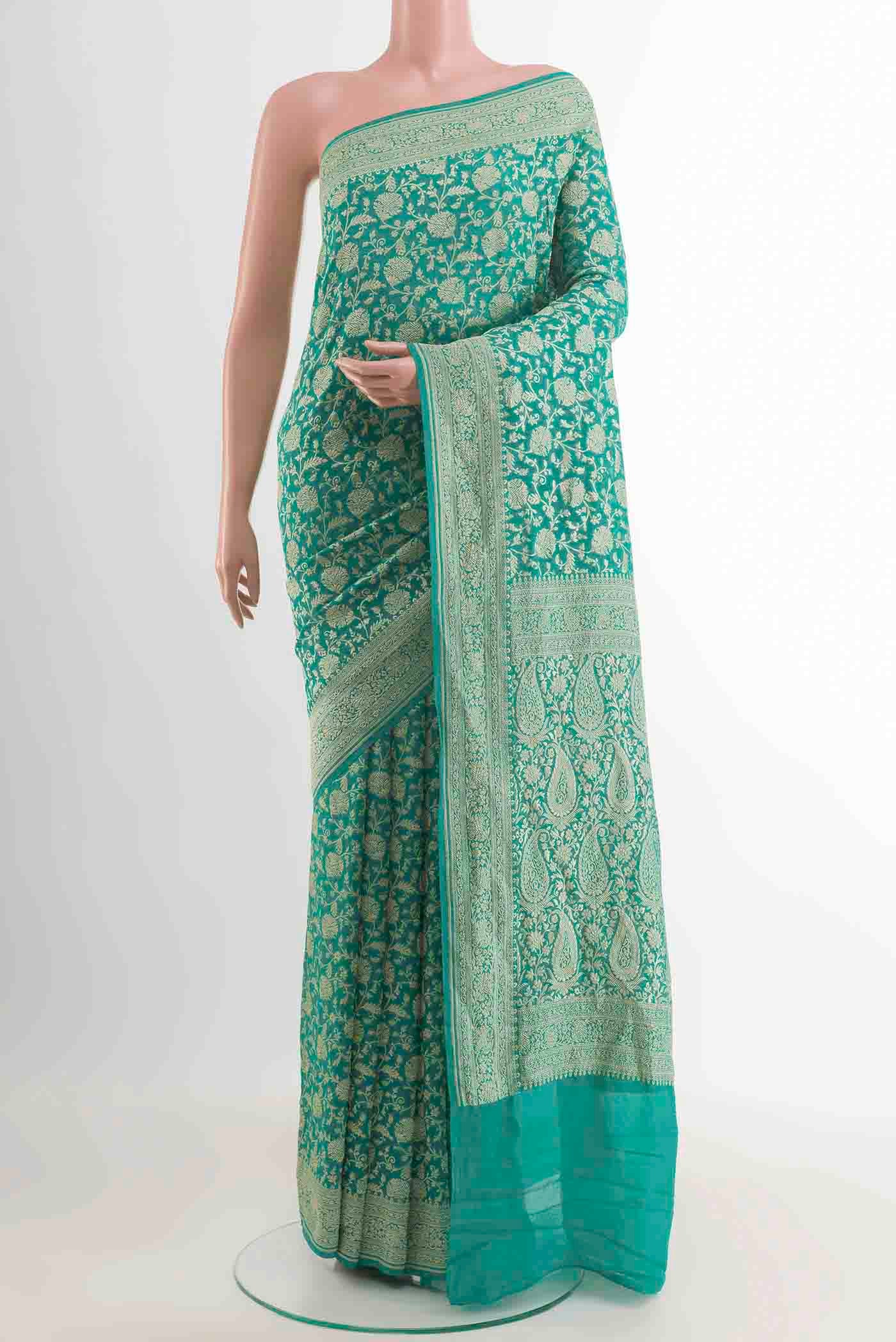 Turquoise Banarasi Georgette Saree