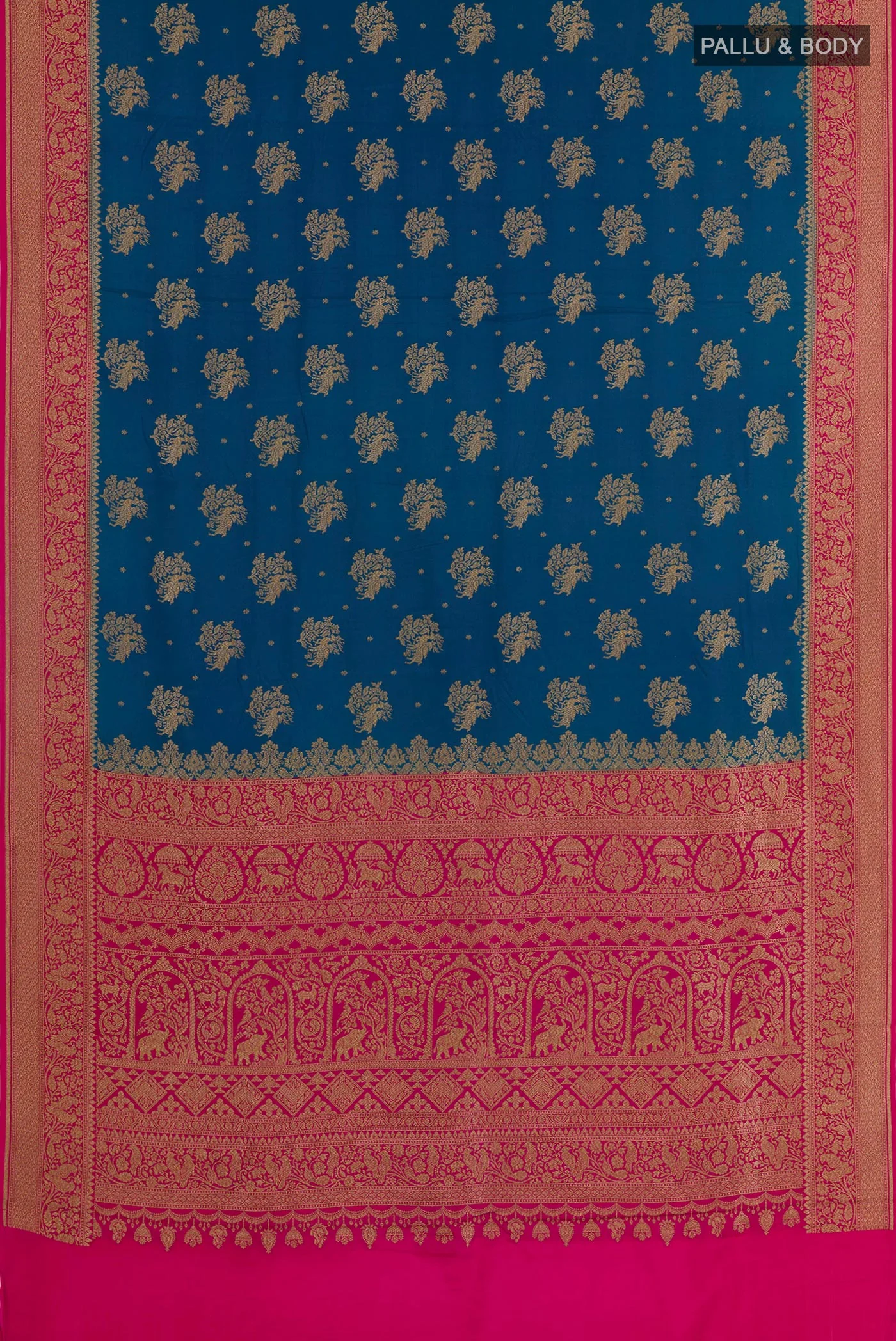 Blue Banarasi Georgette Saree - Image 3