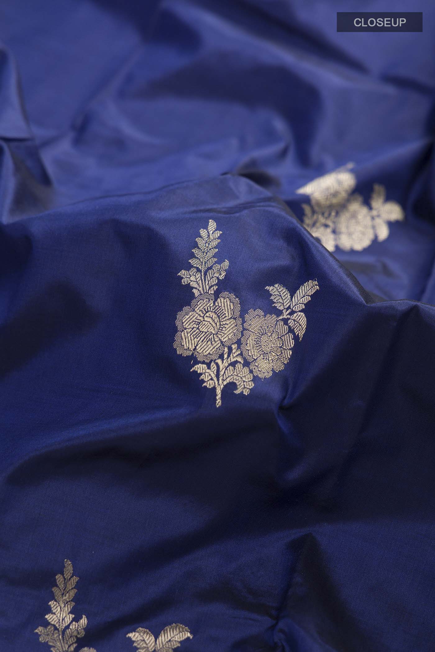 Blue Banarasi Katan Silk Saree - Image 2