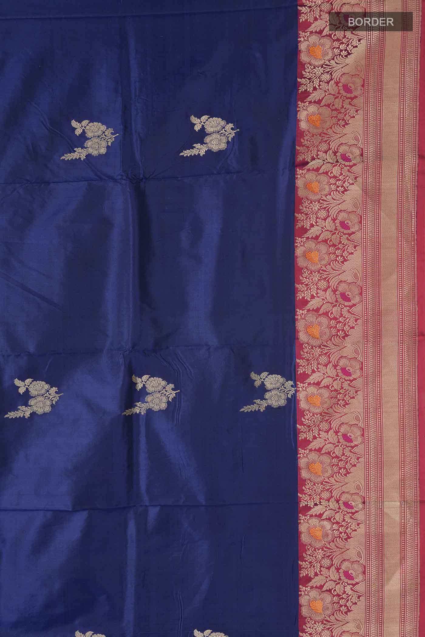 Blue Banarasi Katan Silk Saree - Image 3