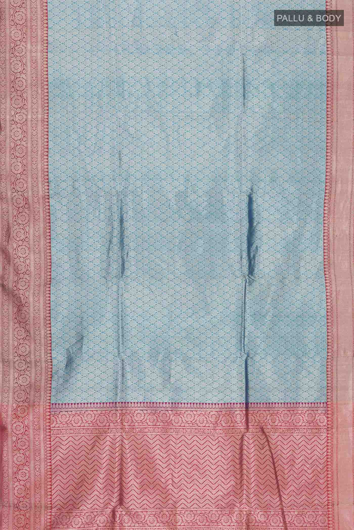 Blue Banarasi Katan Silk Saree - Image 6