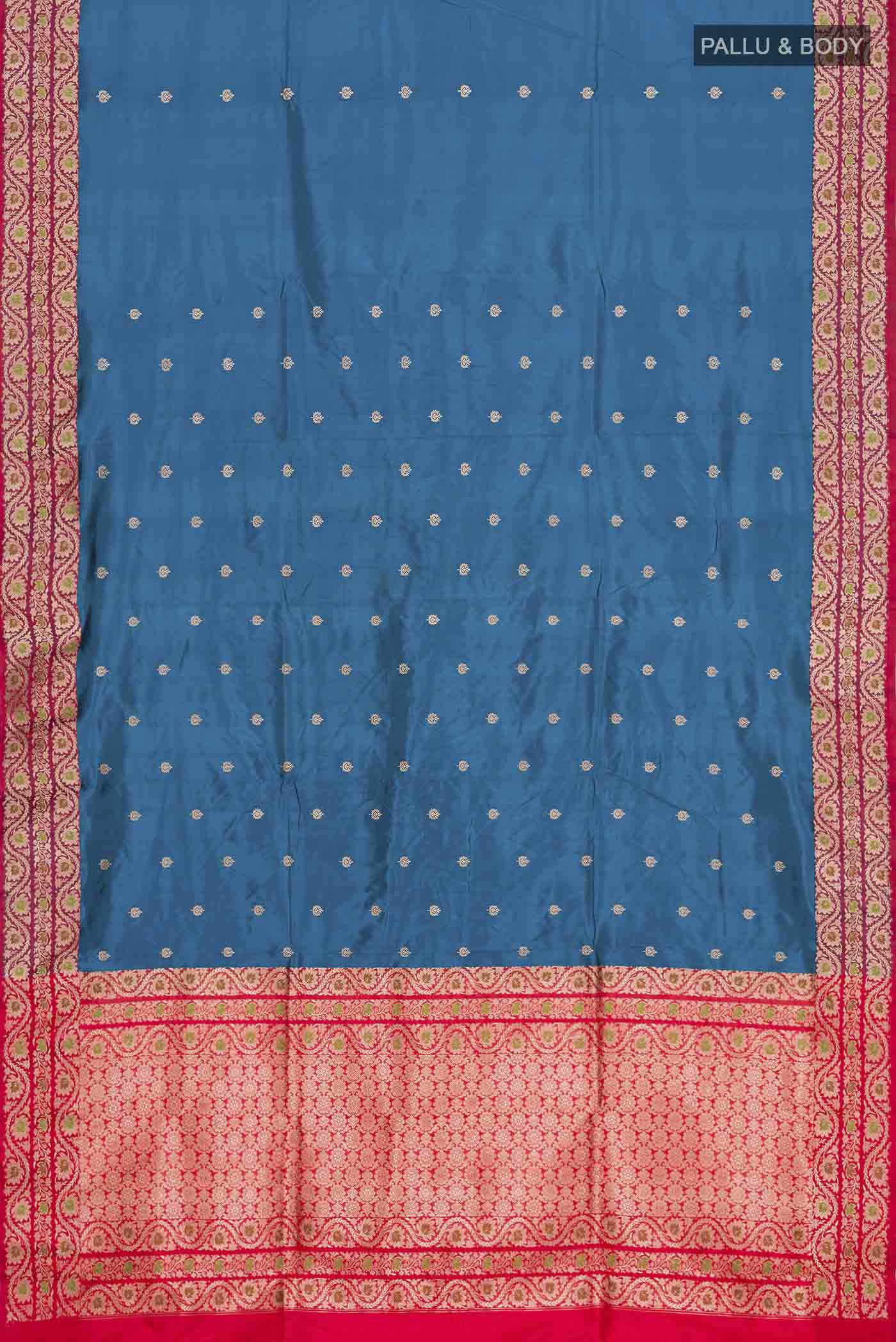 Blue Banarasi Katan Silk Saree - Image 5