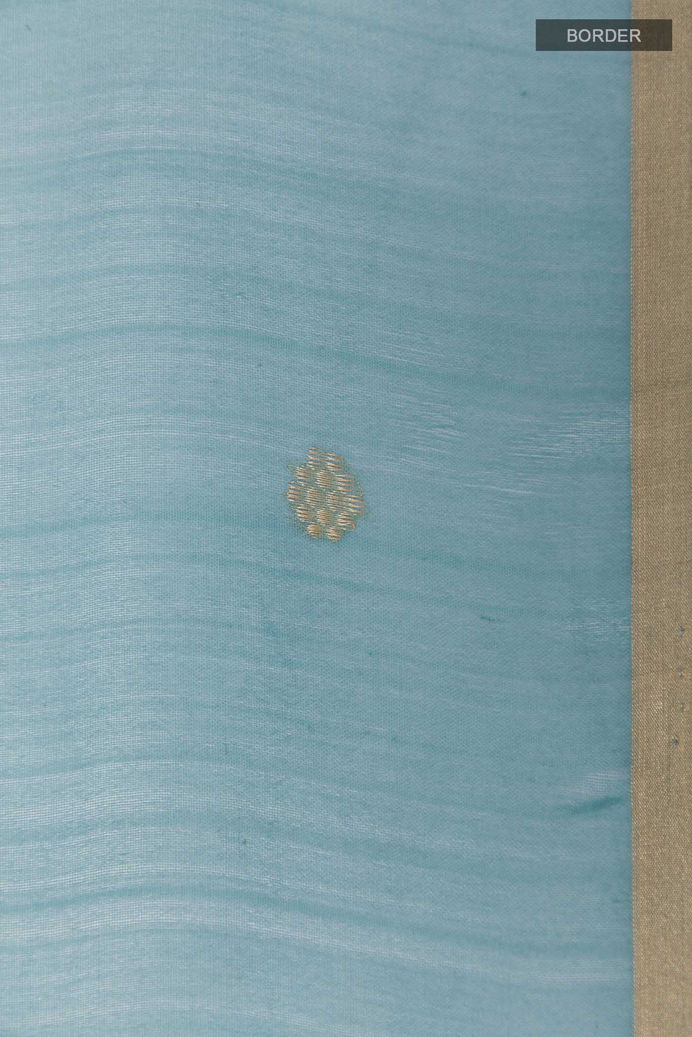 Blue Banarasi Kora Silk Saree - Image 3