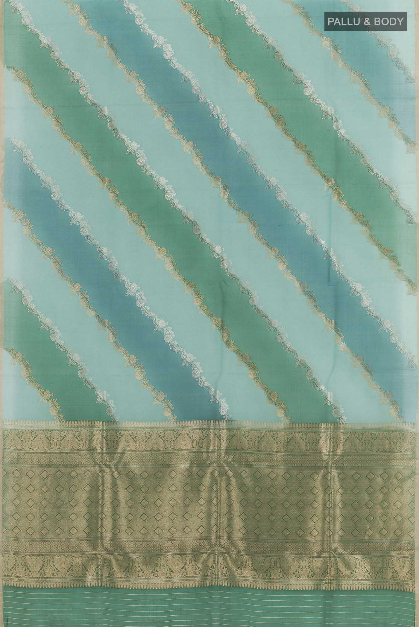 Multi Color Banarasi Kora Silk Saree - Image 3
