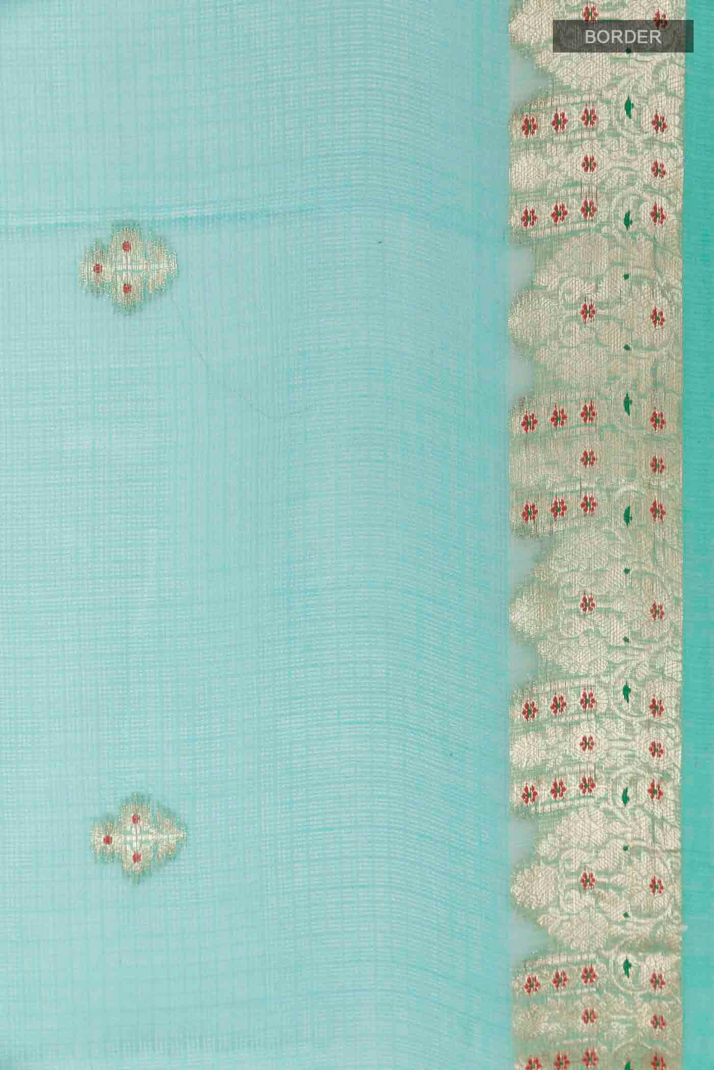 Blue Banarasi Kota Silk Saree - Image 3