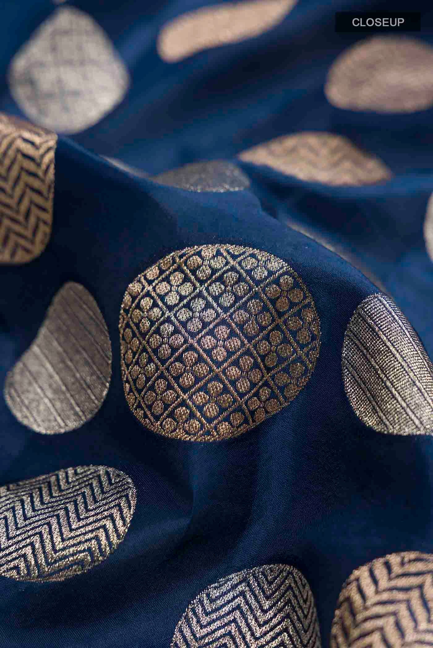 Blue Banarasi Silk Saree - Image 2