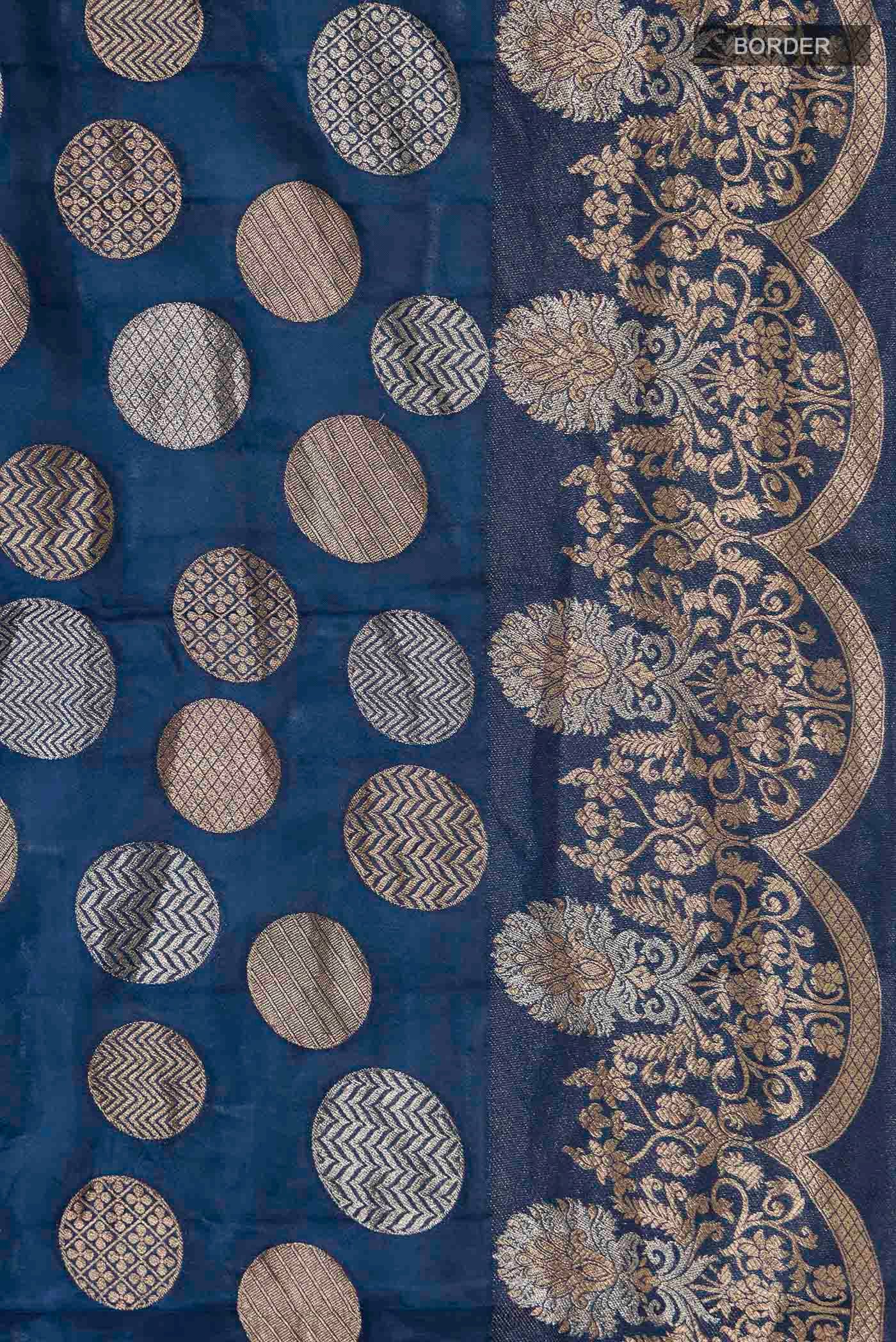 Blue Banarasi Silk Saree - Image 3