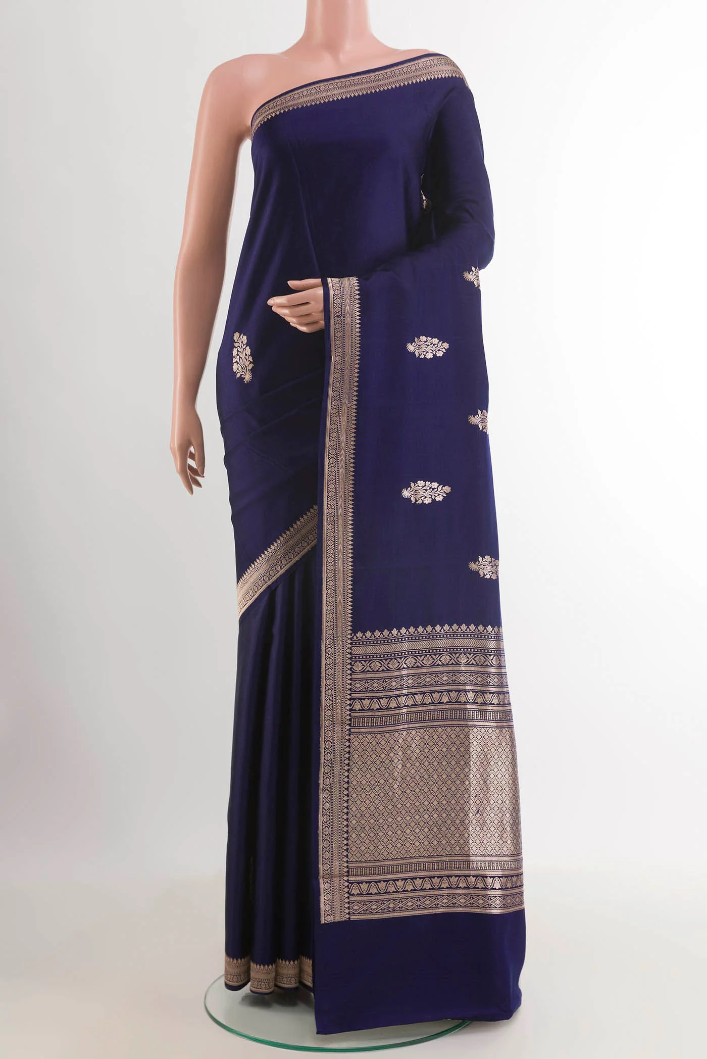 Navy Blue Banarasi Silk Saree