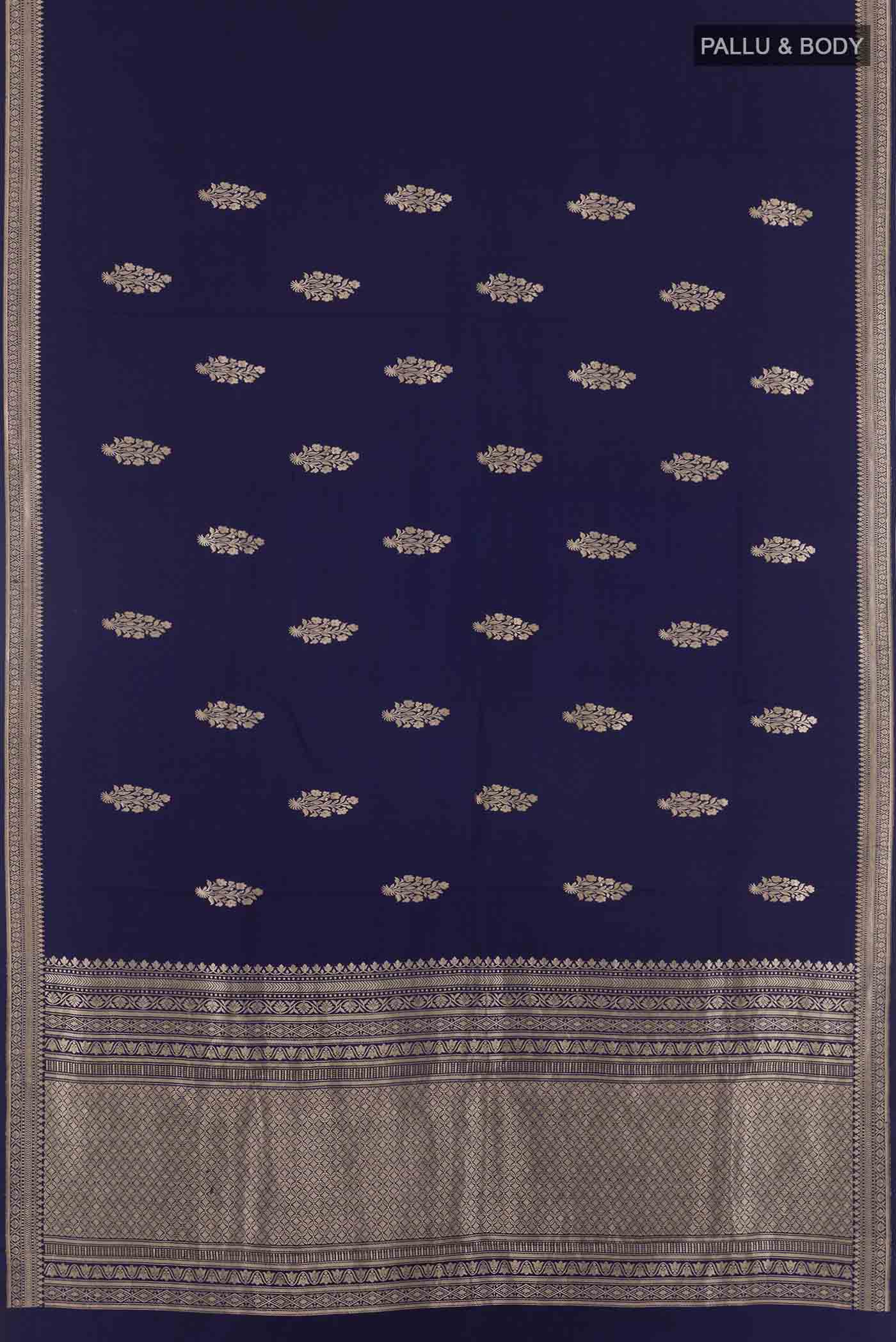 Navy Blue Banarasi Silk Saree - Image 3