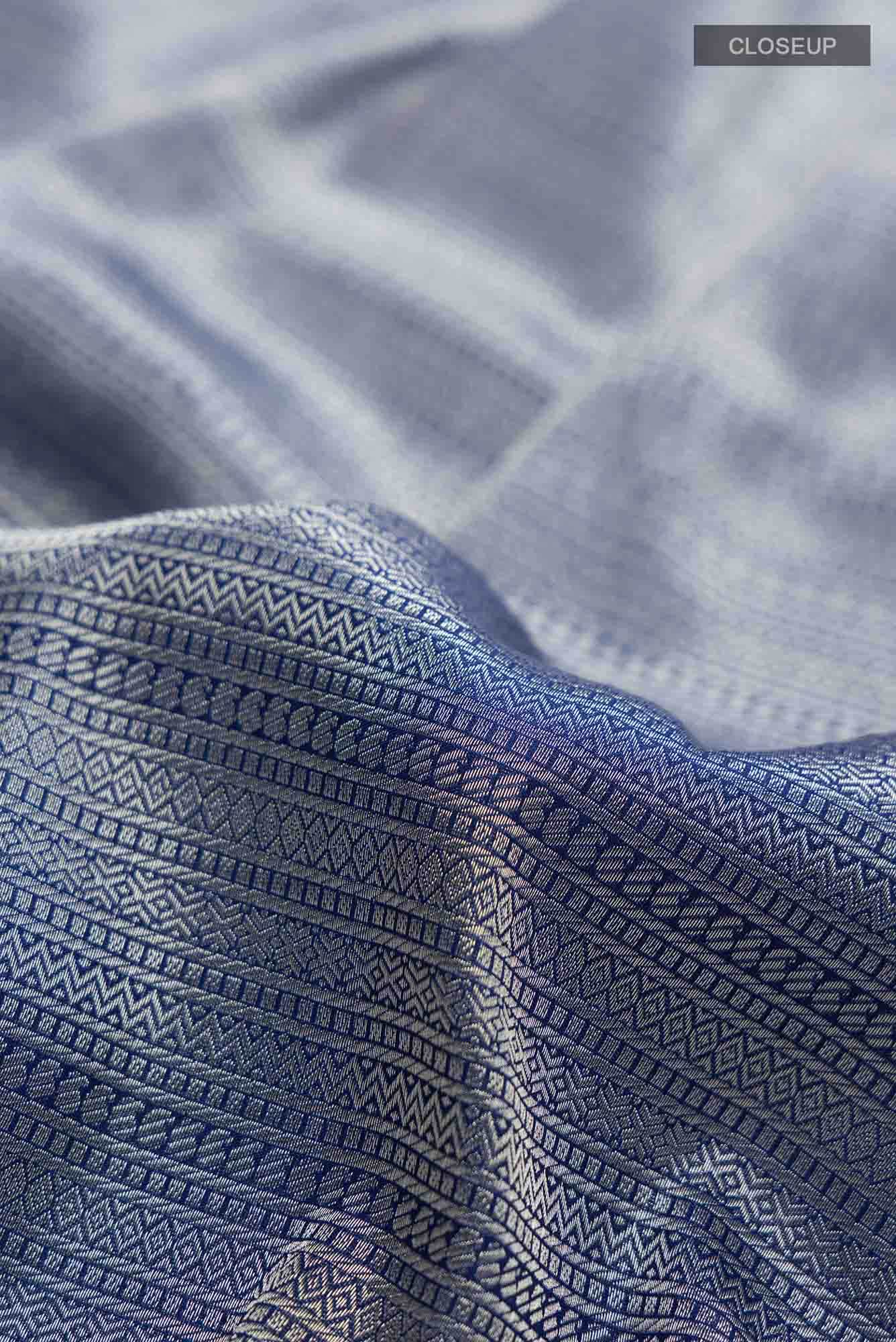Blue Banarasi Silk Saree - Image 3